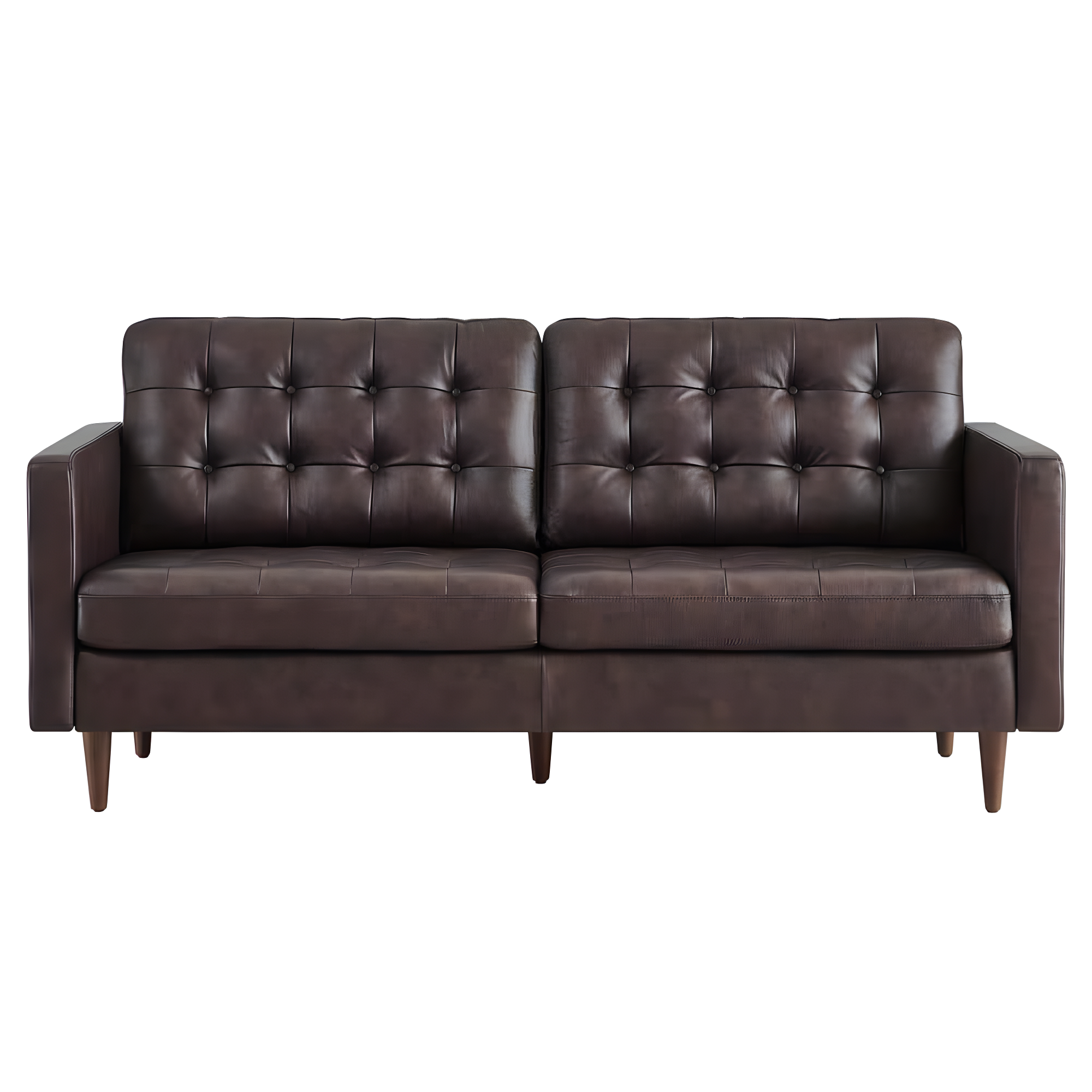 Exalt Tufted Vegan Leather Sofa-EEI-6099-BRN