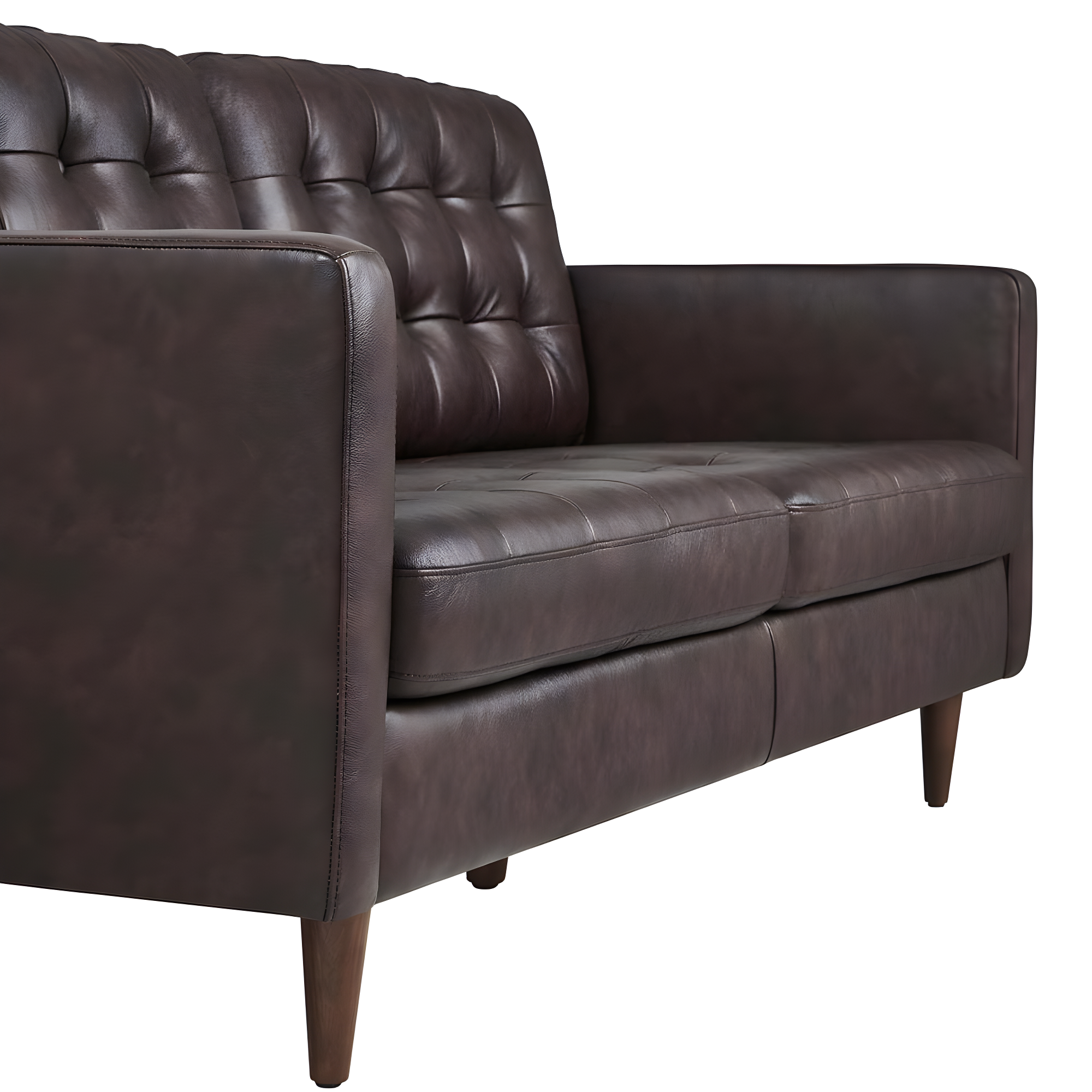 Exalt Tufted Vegan Leather Sofa-EEI-6099-BRN
