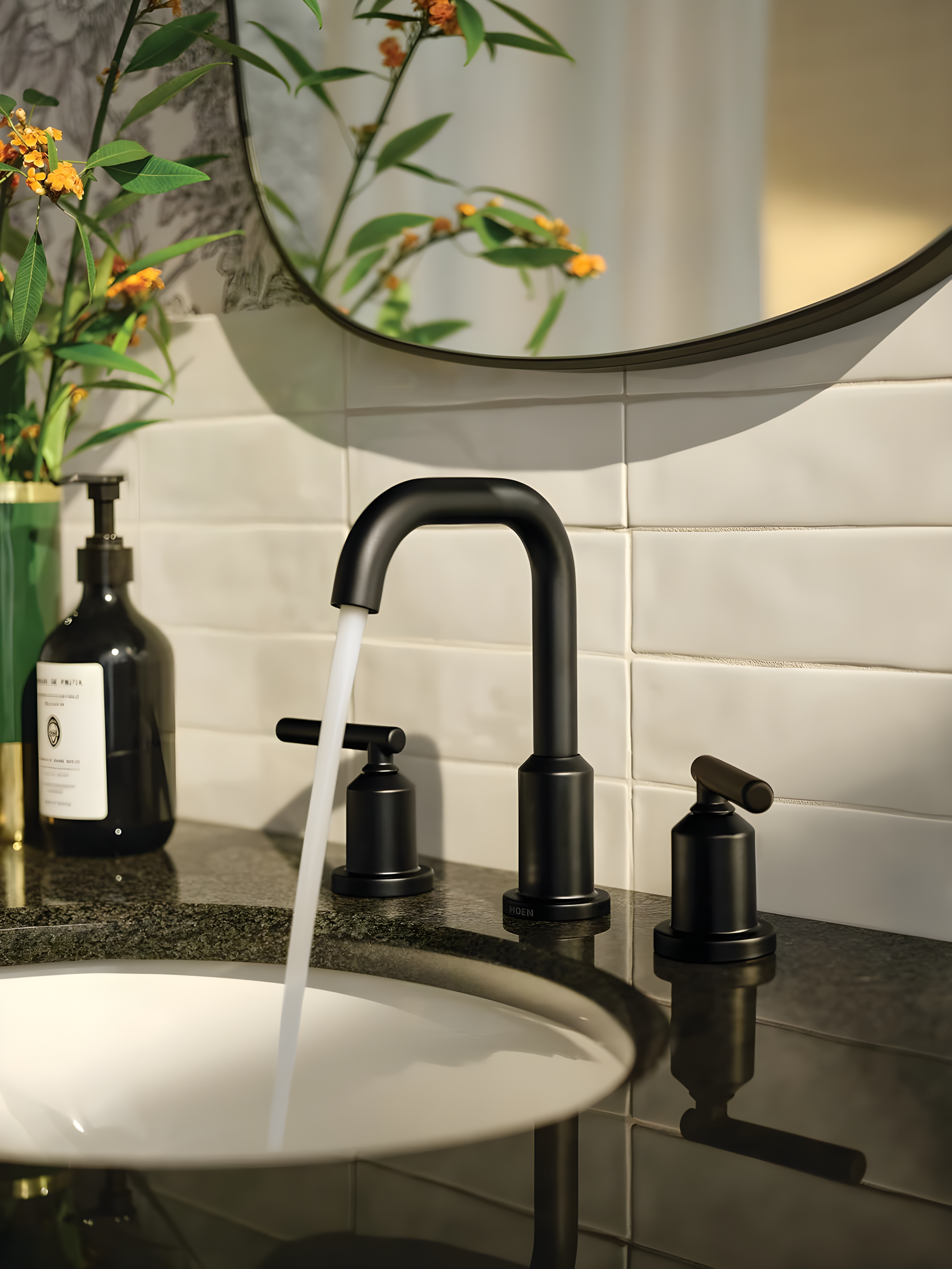 Moen MOEN T6222BL CIA MATTE BLACK TWO-HANDLE HIGH ARC BATHROOM FAUCET T6222BL-1