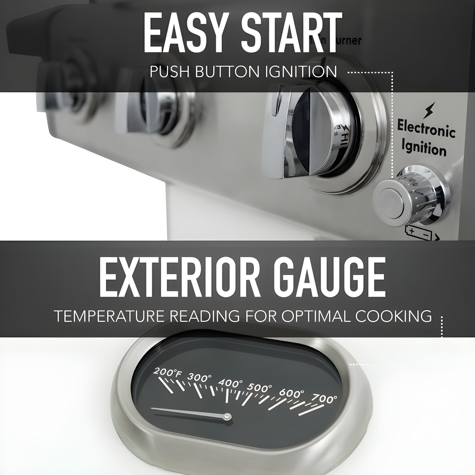 Kenmore 3-Burner Propane Gas Grill with Foldable Side Tables for Outdoor BBQ