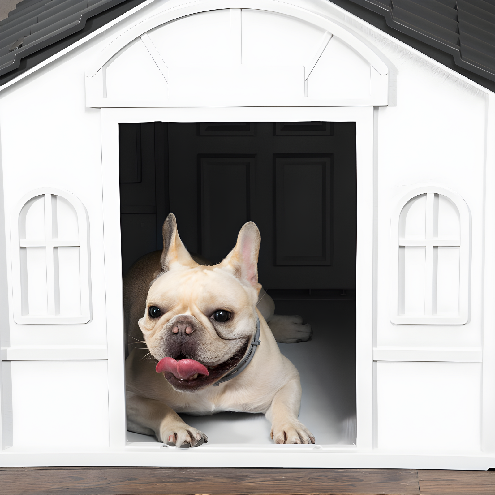 Plastic Dog House with Door Indoor Outdoor Waterproof Puppy Shelter