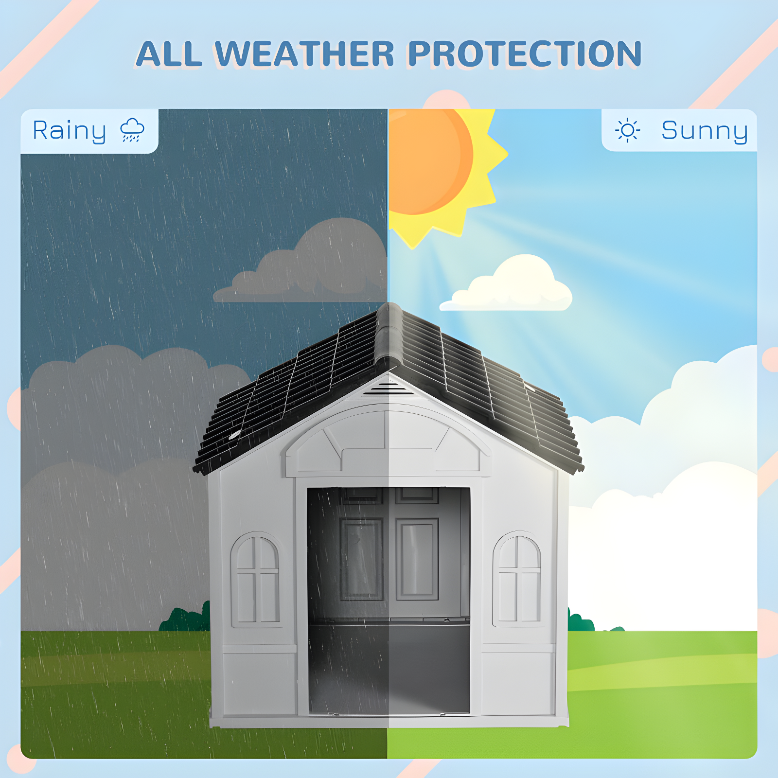 Plastic Dog House with Door Indoor Outdoor Waterproof Puppy Shelter