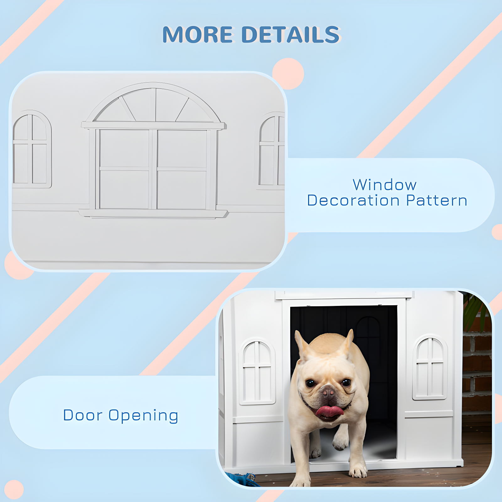 Plastic Dog House with Door Indoor Outdoor Waterproof Puppy Shelter