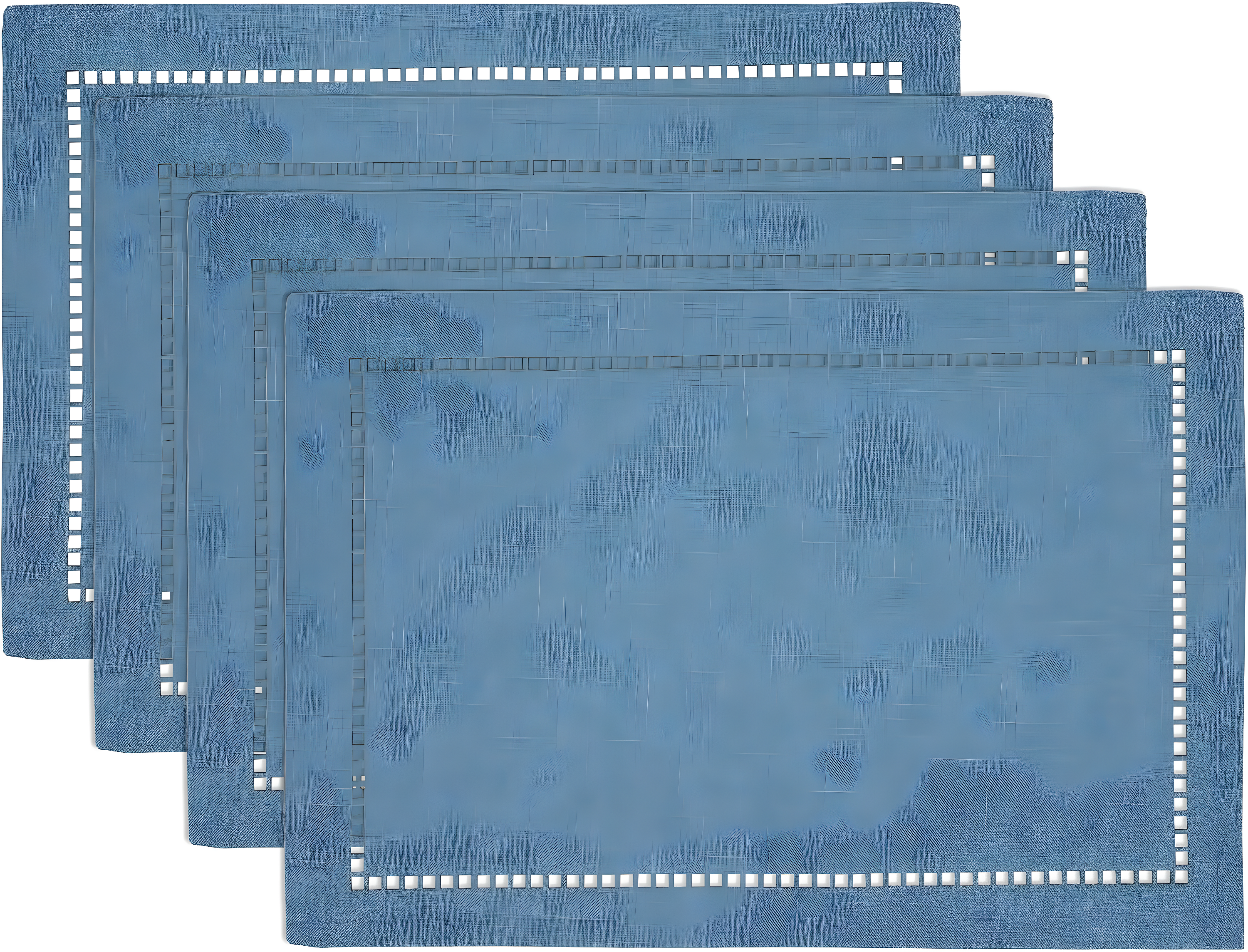 Saro Lifestyle Placemats With Laser-Cut Hemstitch Design, Denim, (Set of 4 pcs)