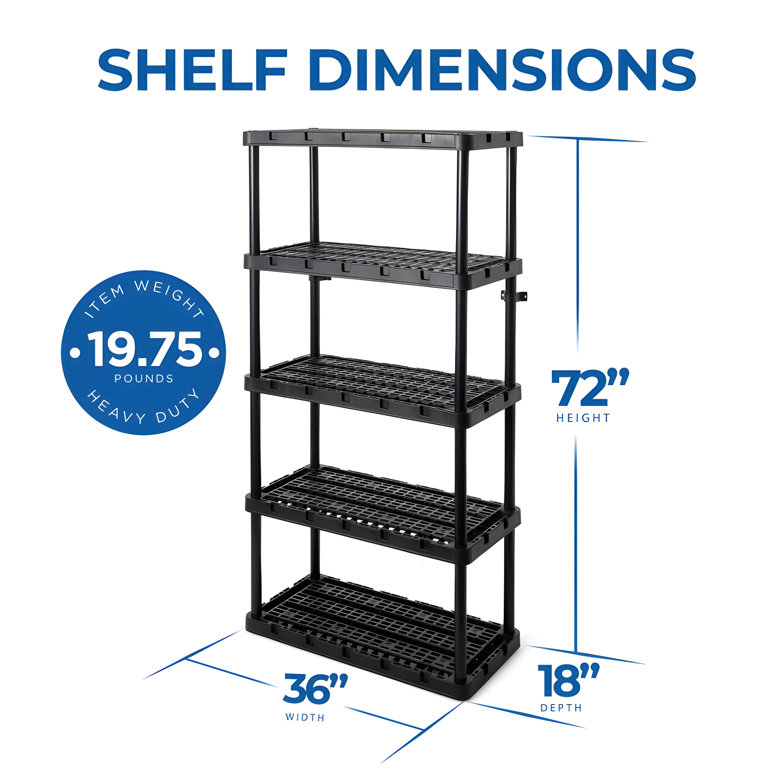 36'' W Plastic Shelving Unit