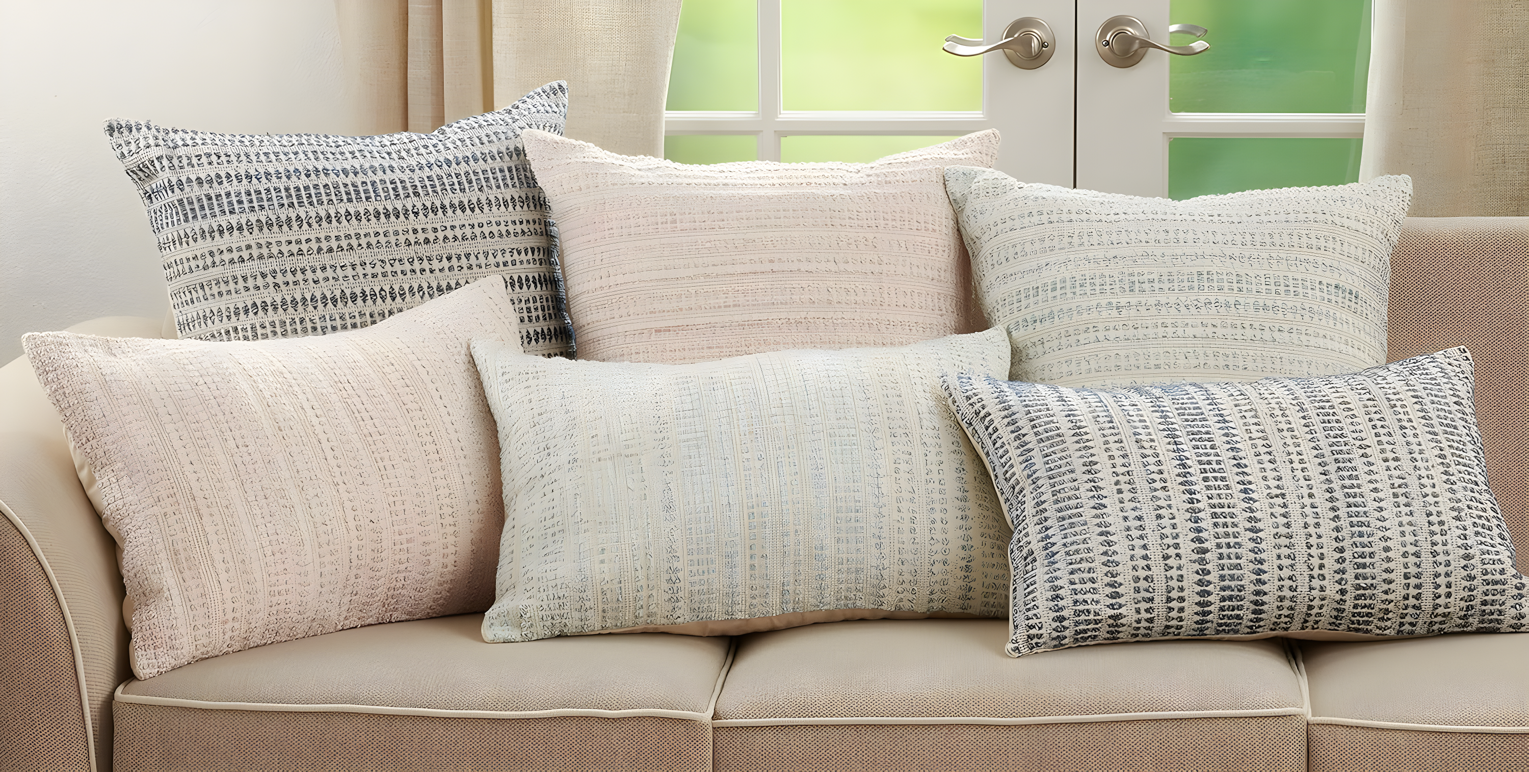 Geometric Cotton Blend Reversible Throw Pillow
