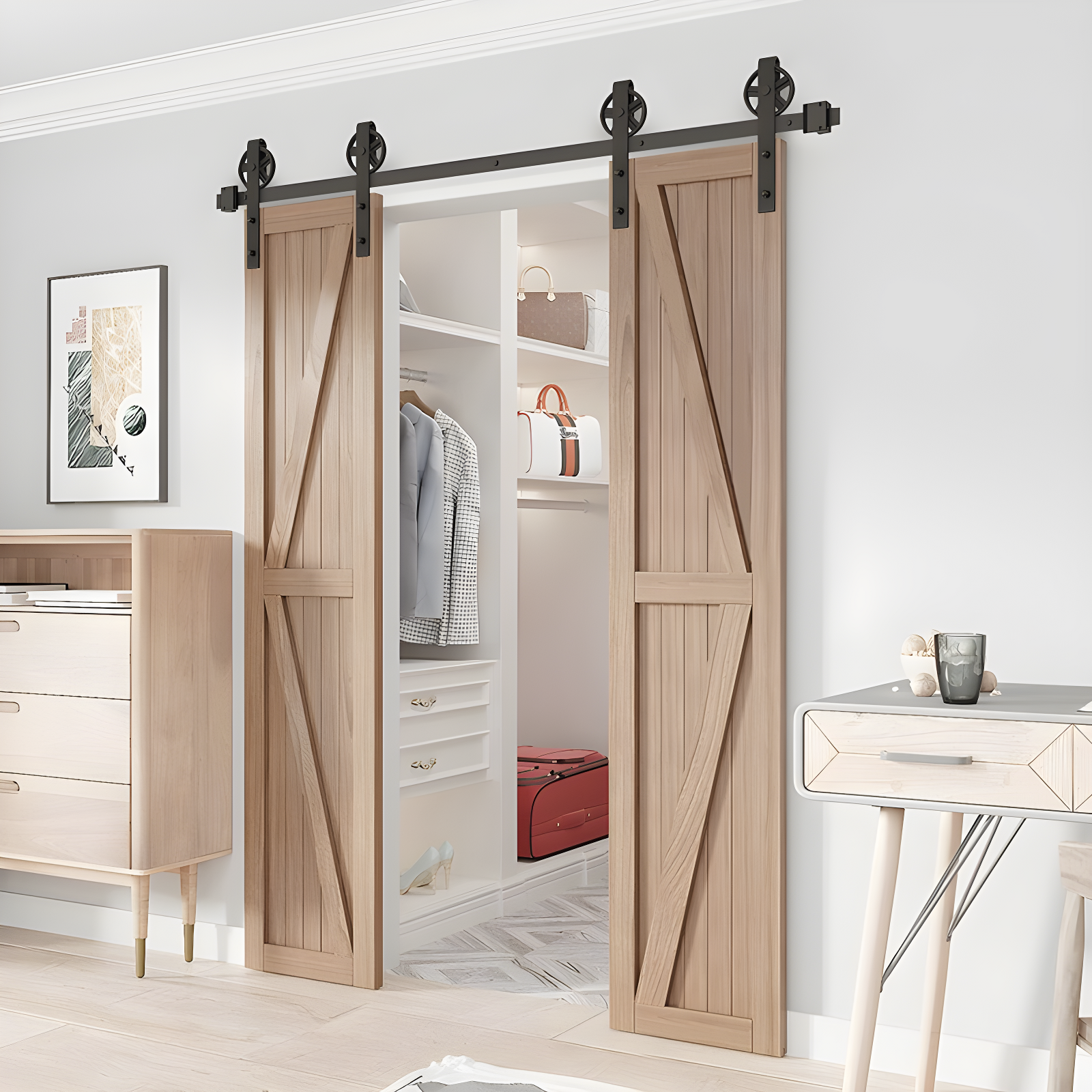 Lazio Sliding Standard Double Barn Door Hardware Kit