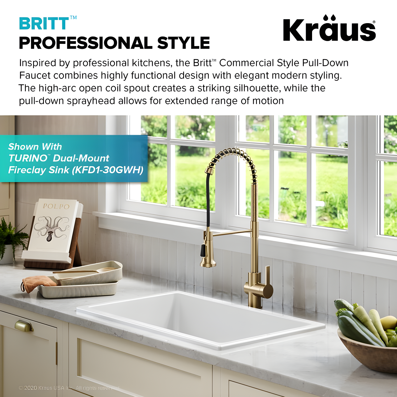 KRAUS Britt Commercial Style Single Handle Pull Down Kitchen Faucet