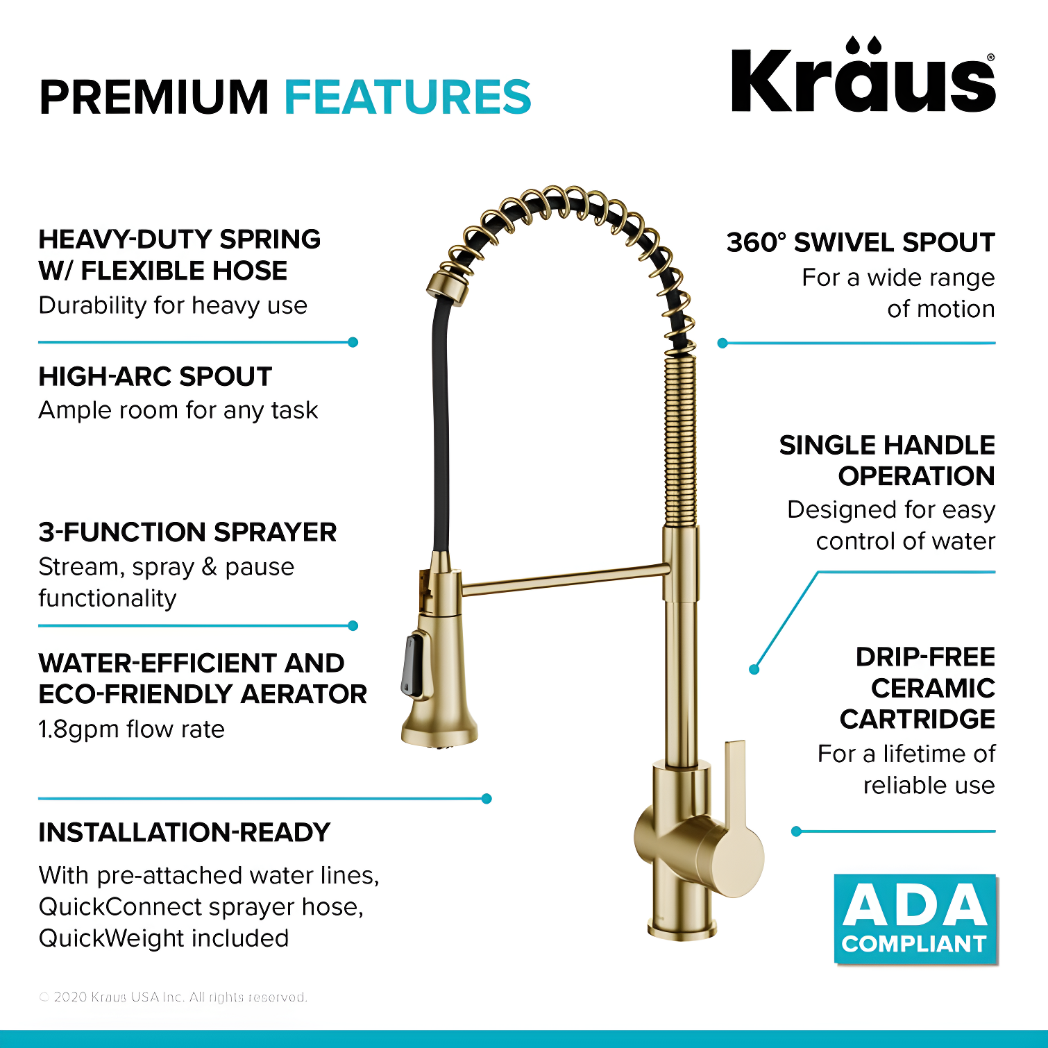 KRAUS Britt Commercial Style Single Handle Pull Down Kitchen Faucet
