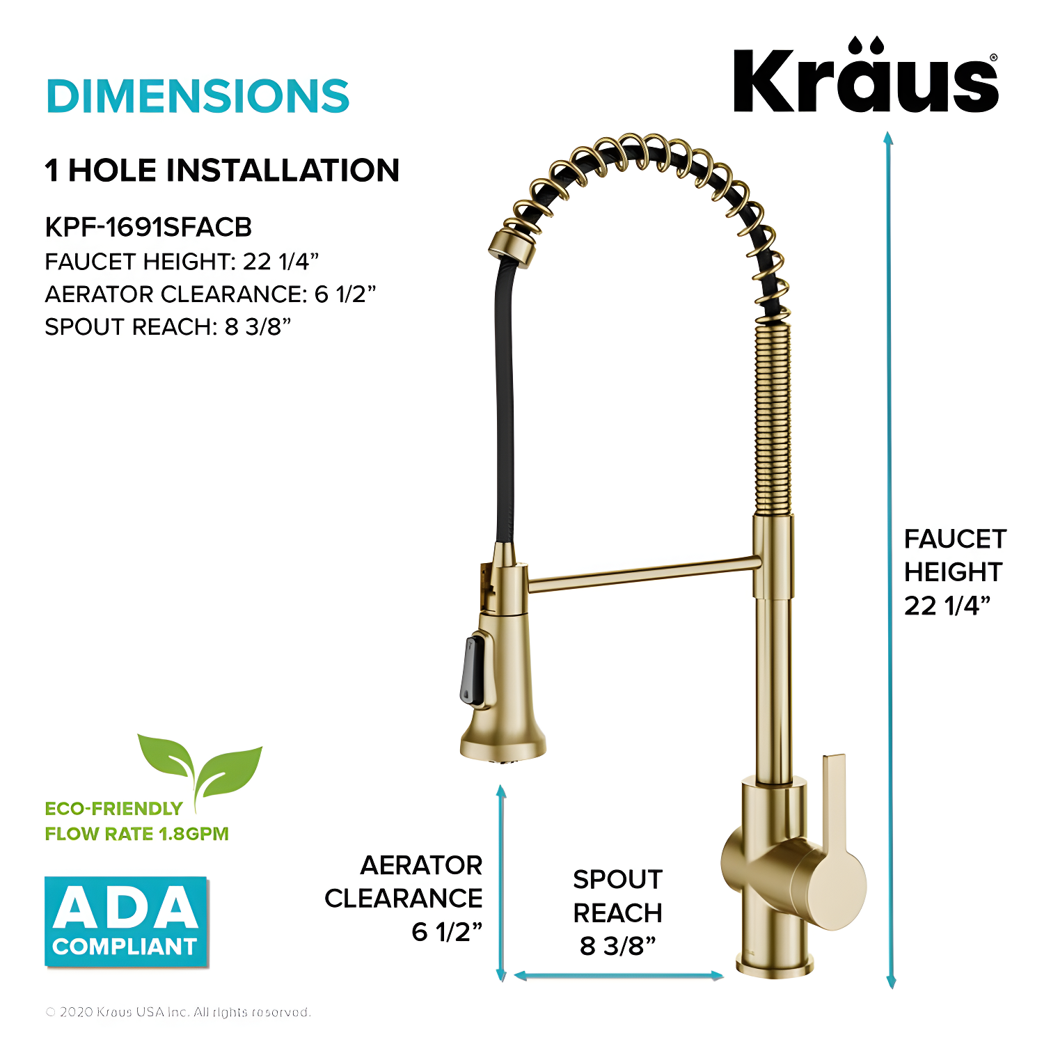 KRAUS Britt Commercial Style Single Handle Pull Down Kitchen Faucet
