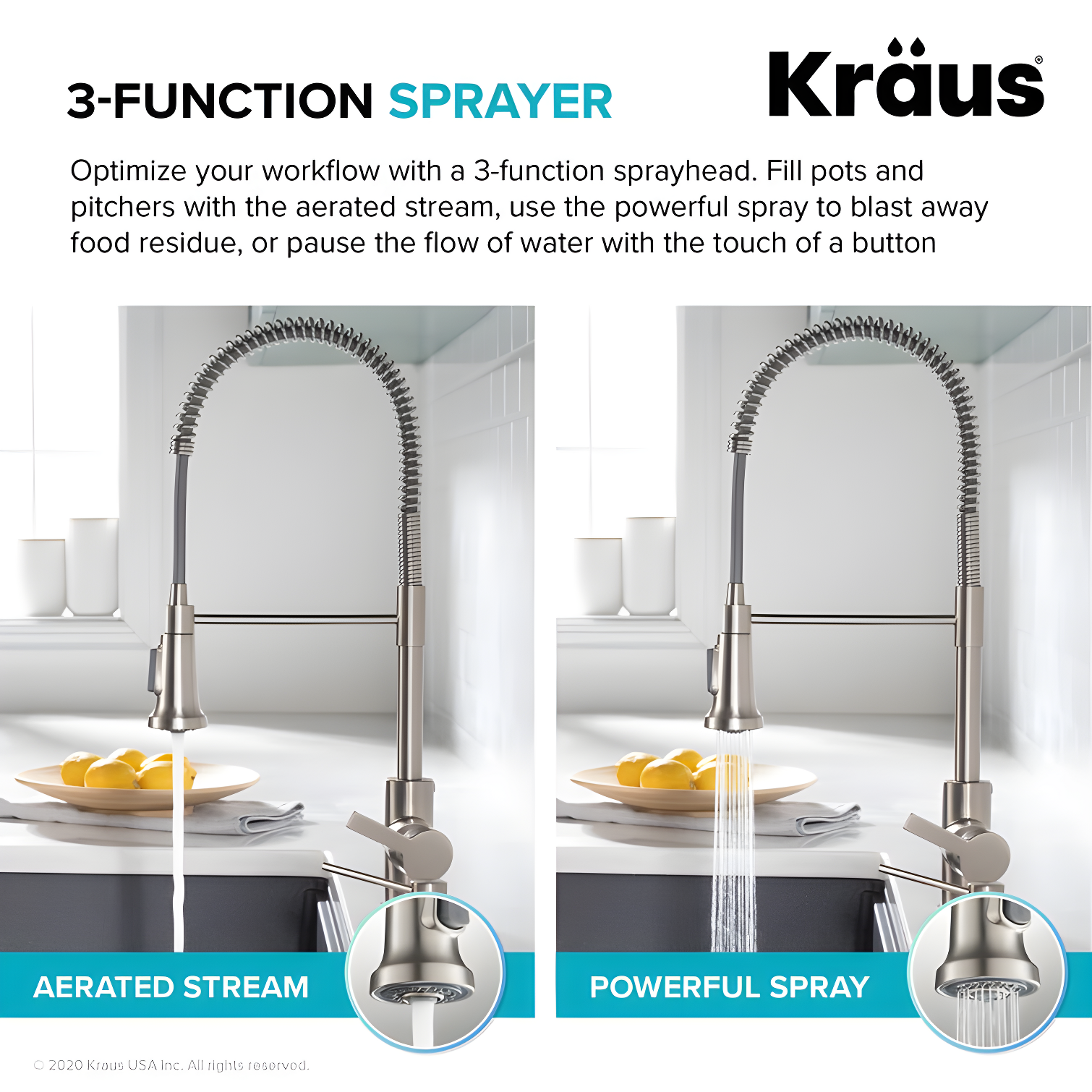 KRAUS Britt Commercial Style Single Handle Pull Down Kitchen Faucet