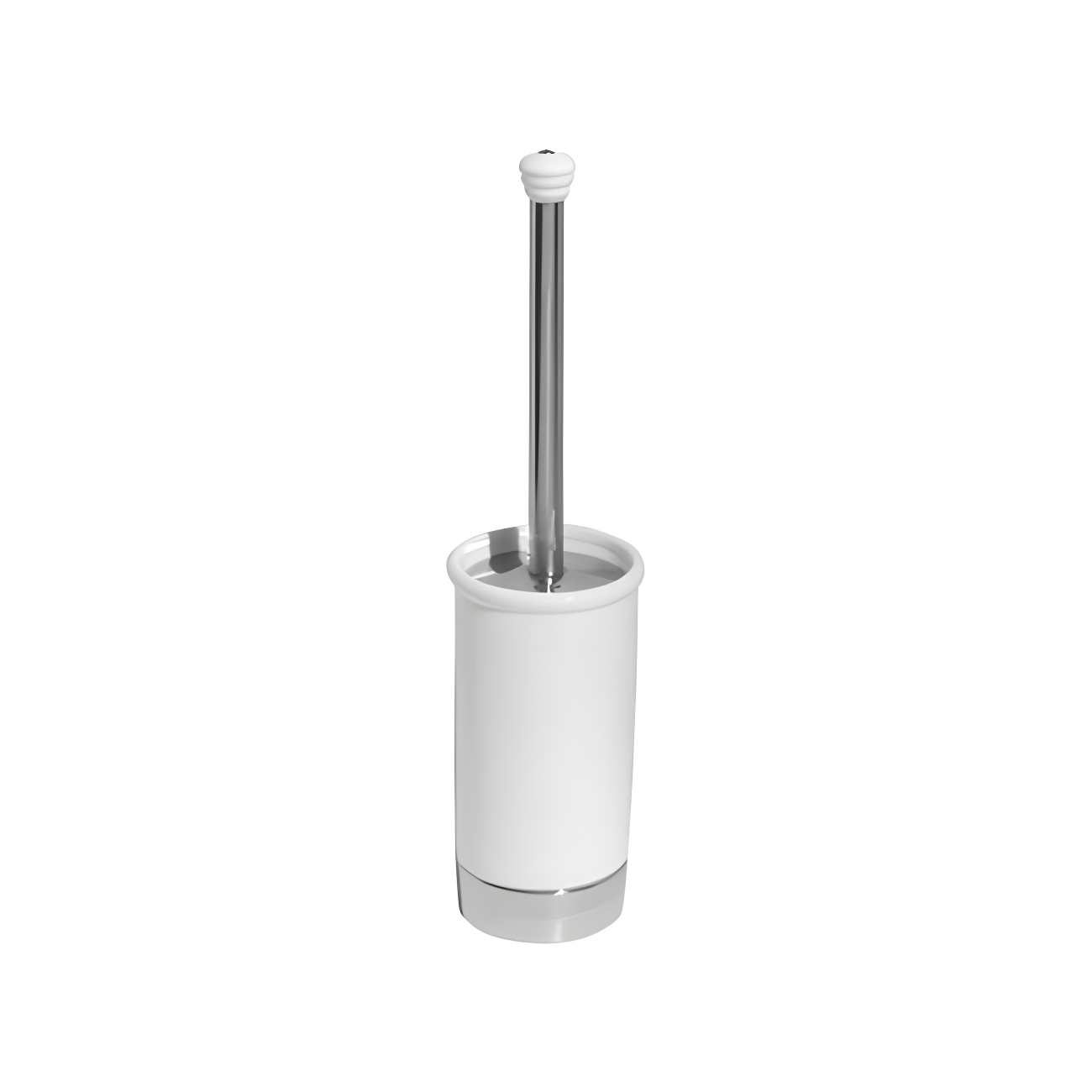 iDesign iDesign York Ceramic and Metal Toilet Bowl Brush Set, Classic Design Slim Compact Bowl Brush and Holder, 4.25" x 4.25" x 17.5", White and Chrome