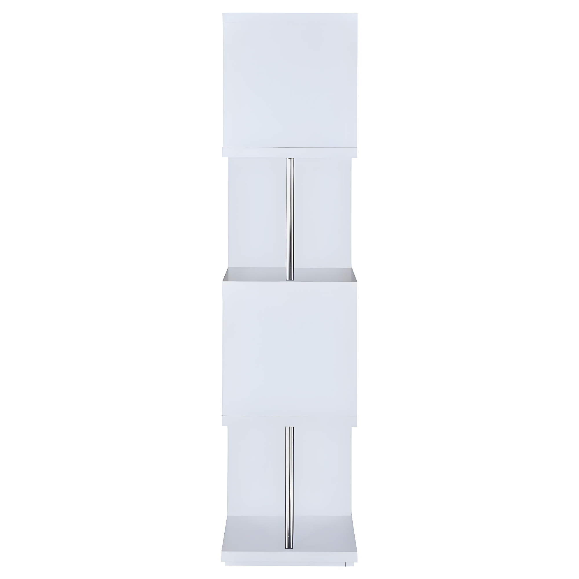 66.5" Baxter 4 Shelf Zig Zag Bookcase with Chrome Details White - Coaster: Modern Laminated Storage Display