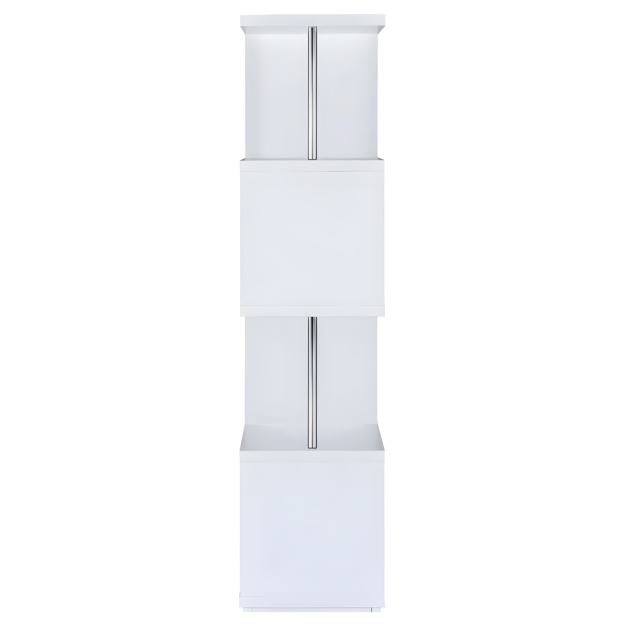 66.5" Baxter 4 Shelf Zig Zag Bookcase with Chrome Details White - Coaster: Modern Laminated Storage Display