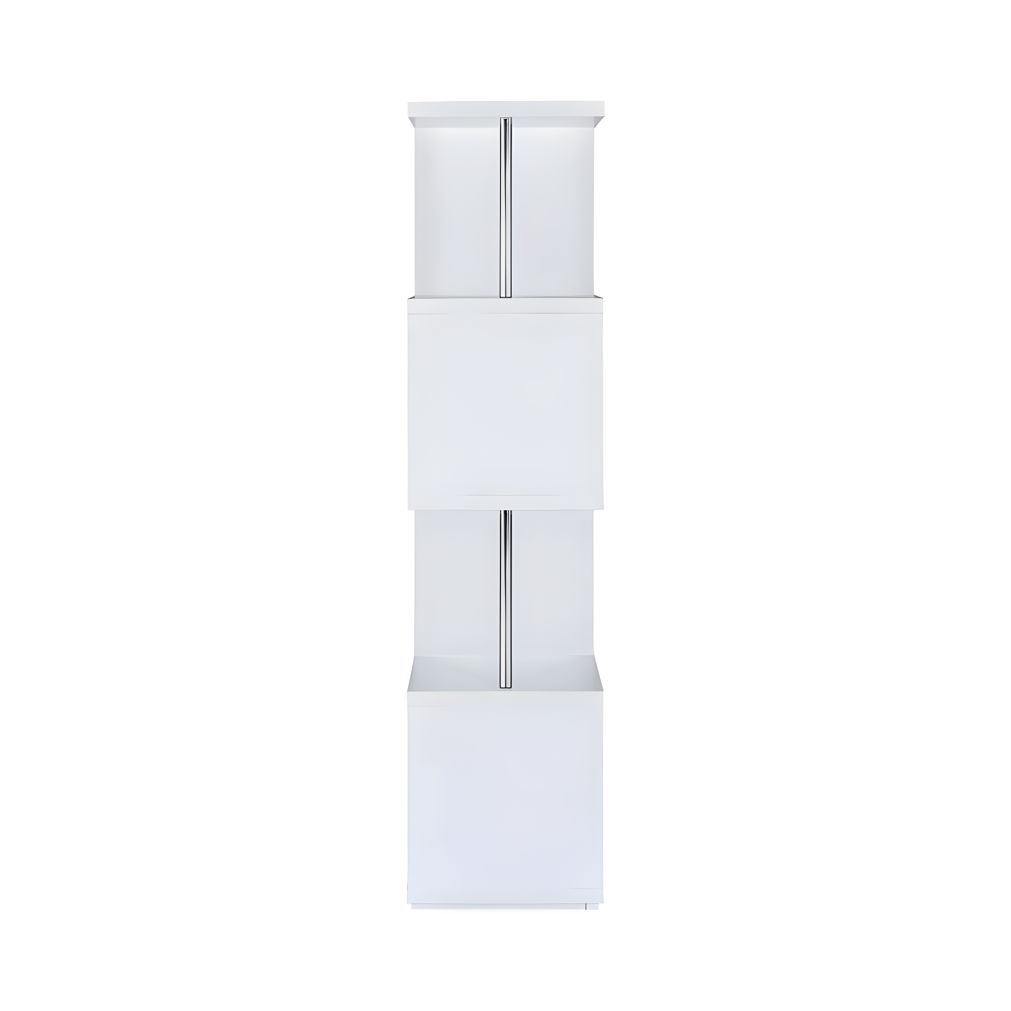 66.5" Baxter 4 Shelf Zig Zag Bookcase with Chrome Details White - Coaster: Modern Laminated Storage Display