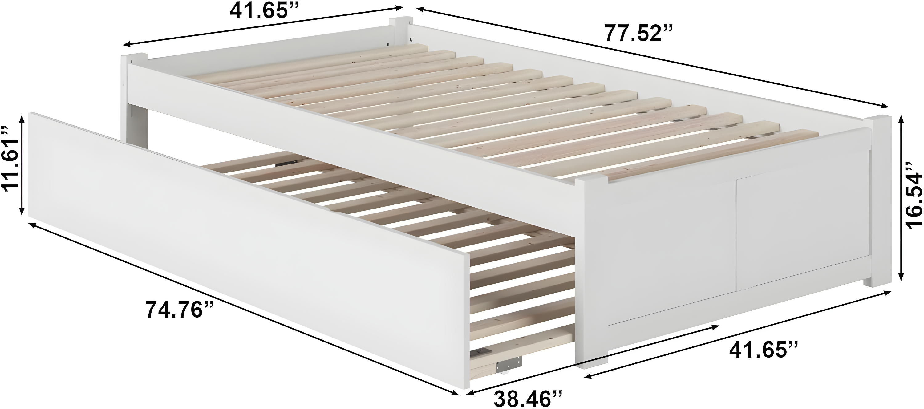 Concord Platform Bed with Flat Panel Foot Board and Twin Size Urban Trundle Bed, Multiple Colors, Multiple Sizes
