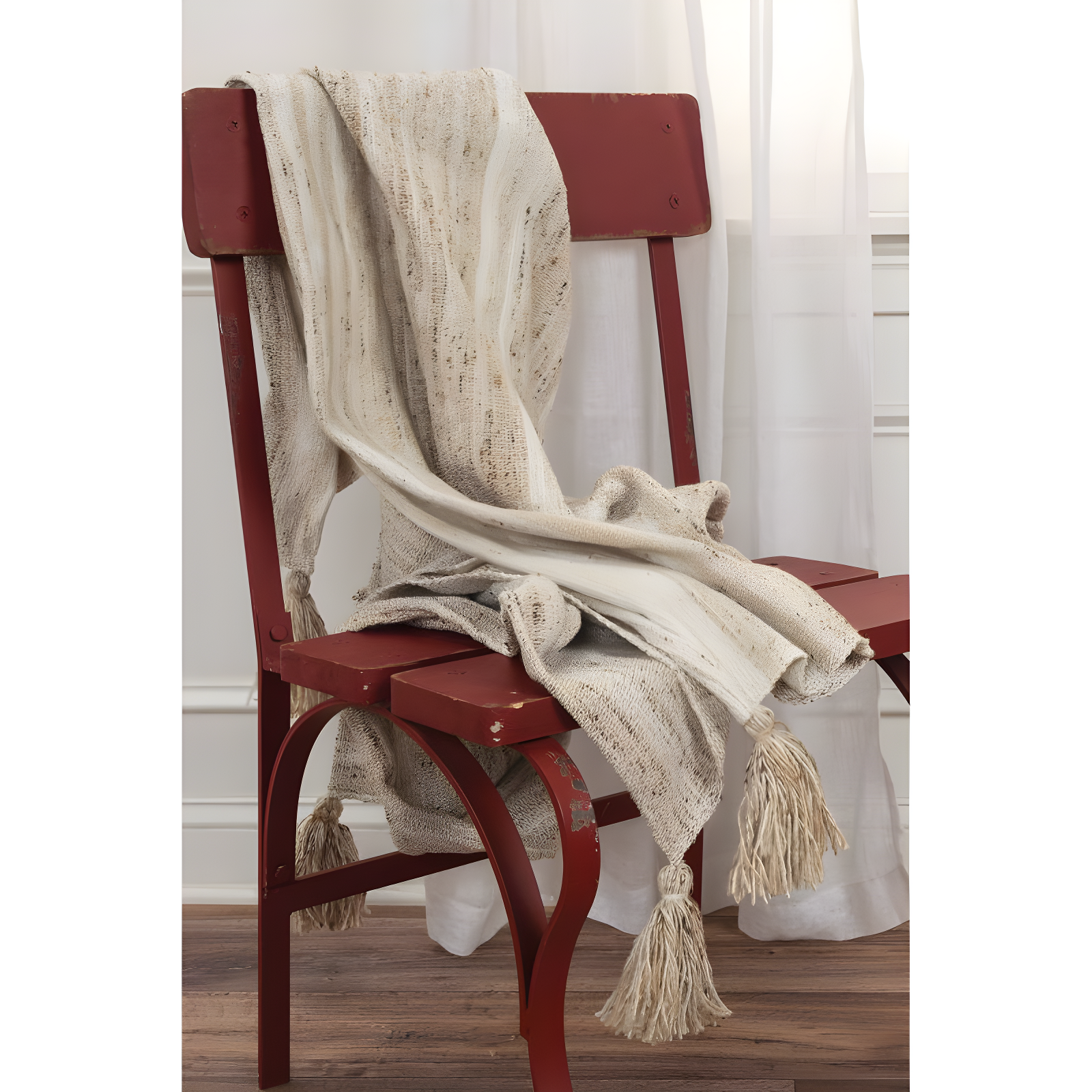 Rizzy Home 50"x60" Striped Throw Blanket Light Beige: Woven Polyester, Fringe Detail, Machine Washable