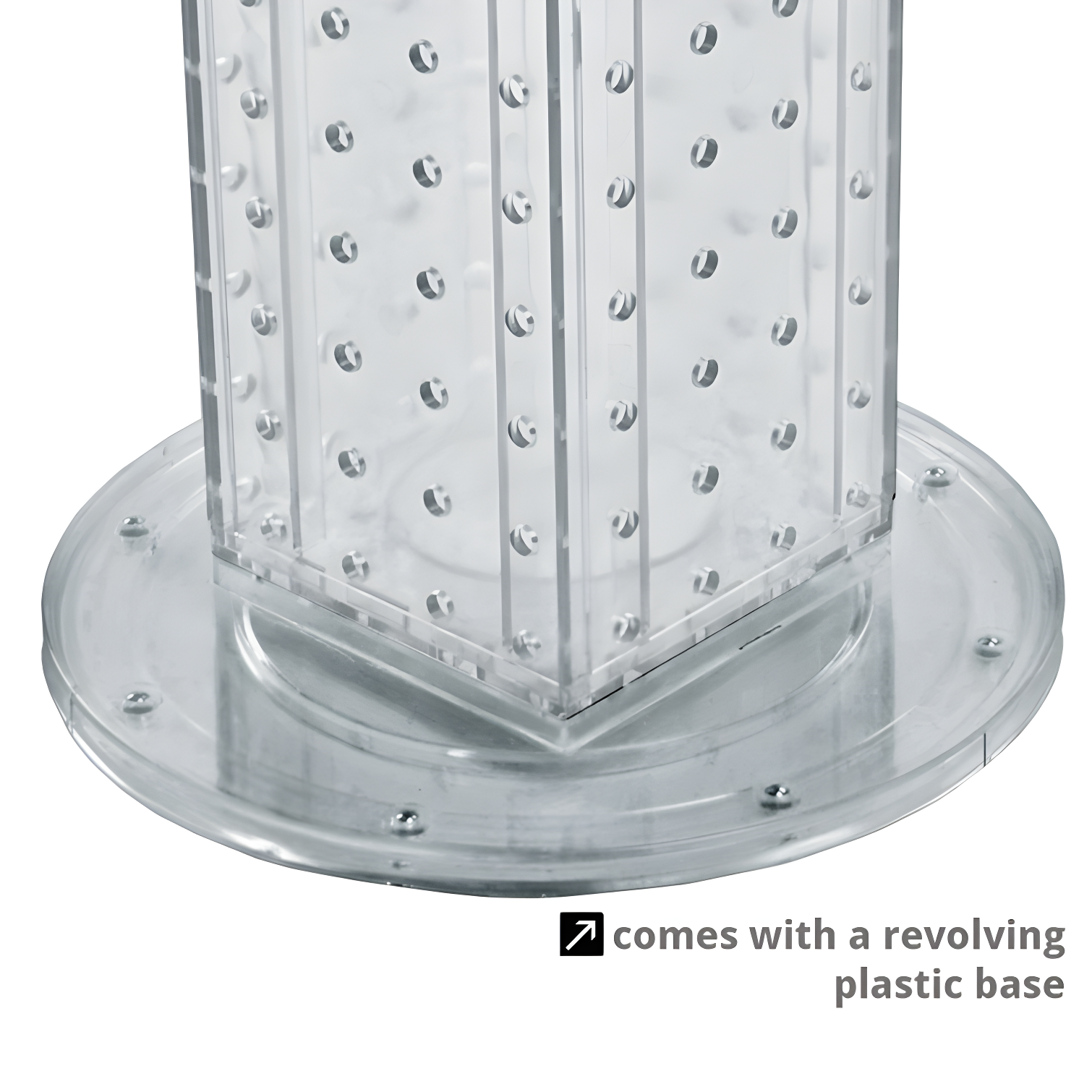 Four-sided 4"W x 12"H Pegboard Tower with Revolving 9" Base
