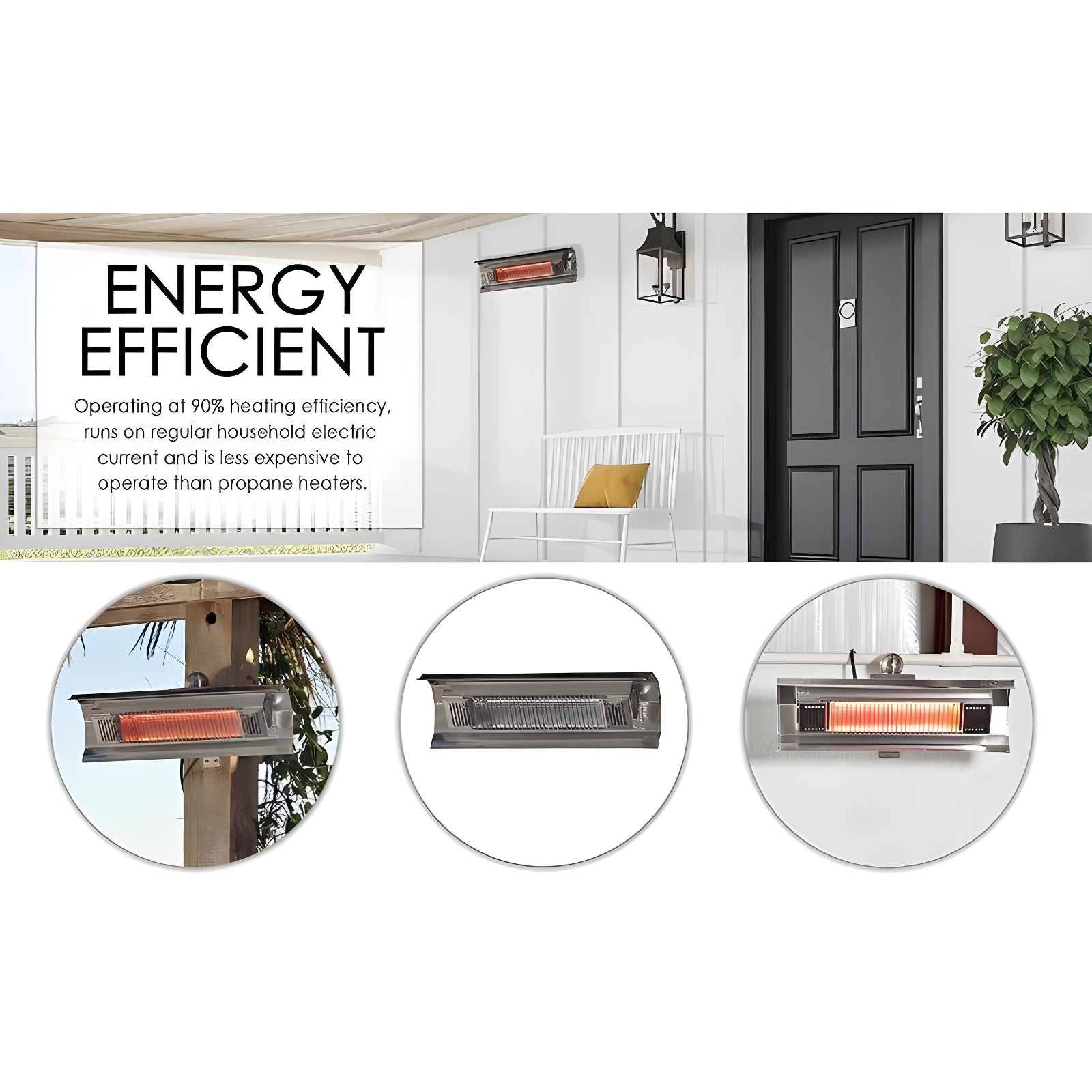 Fire Sense Wall Mounted Infrared Patio Heater 1500W Weatherproof for Indoor Outdoor-Stainless Steel