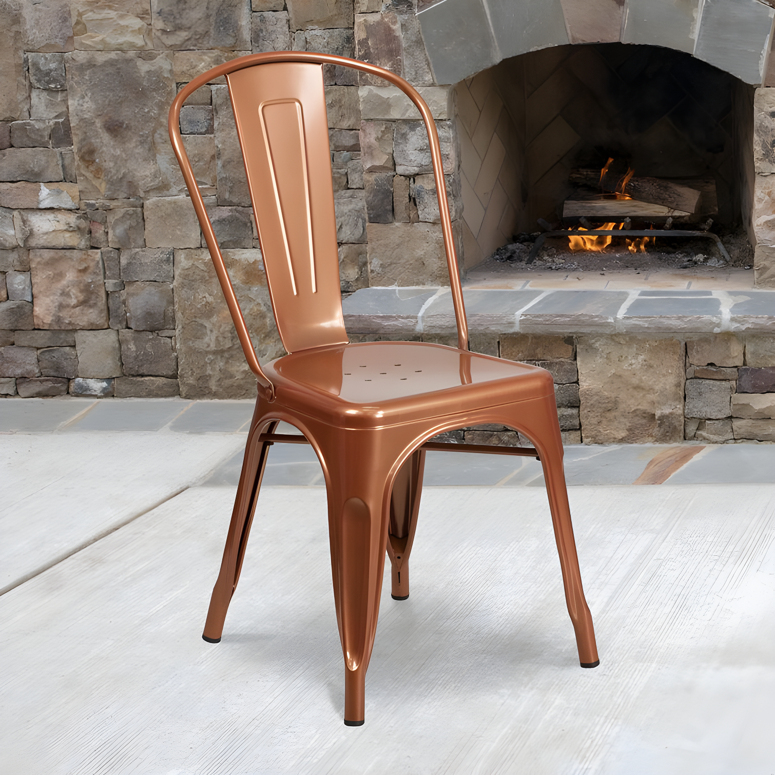 Flash Furniture Peterson Armless Metal Indoor-Outdoor Stackable Dining Chair (Set of 4)
