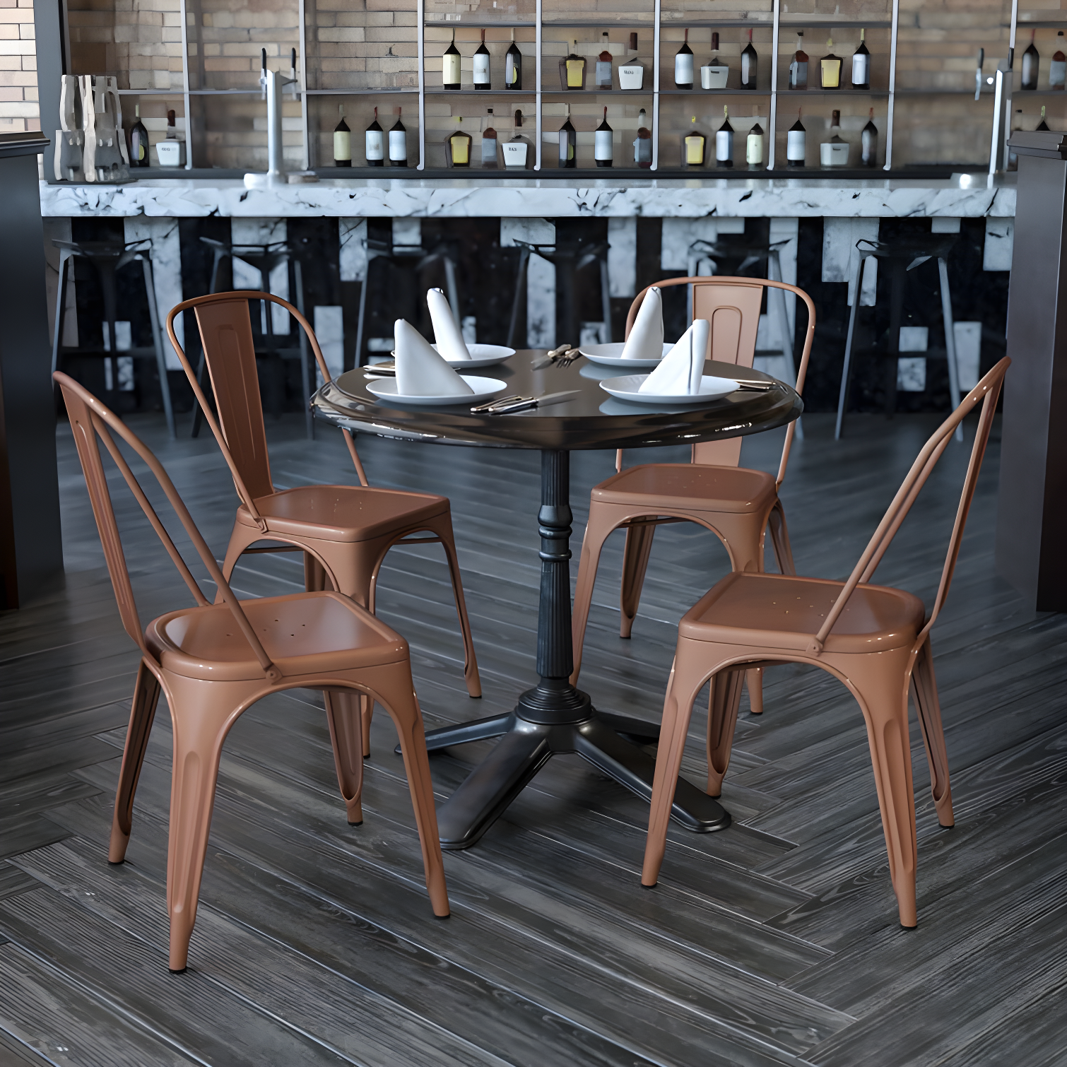 Flash Furniture Peterson Armless Metal Indoor-Outdoor Stackable Dining Chair (Set of 4)