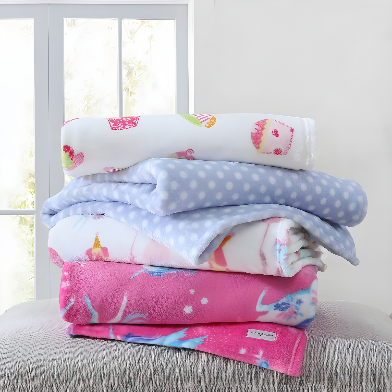 50"x60" LA Kids' Unicorn Utopia Ultra Soft Plush Throw Blanket Pink - Laura Ashley: Cozy Fleece, Hemstitched, OEKO-TEX Certified
