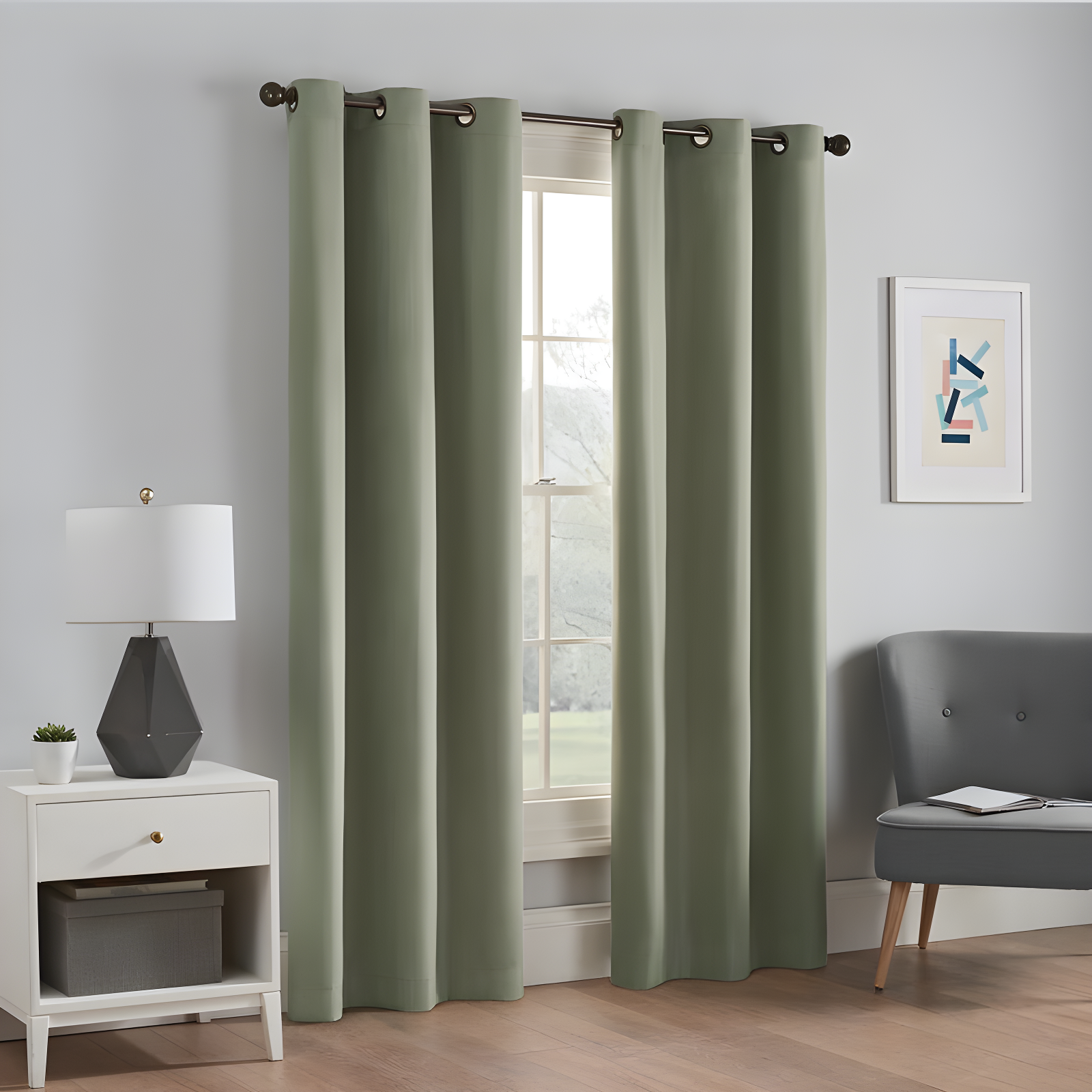 Eclipse Microfiber Blackout Grommet Curtains, Solid Thermaback Window Curtains