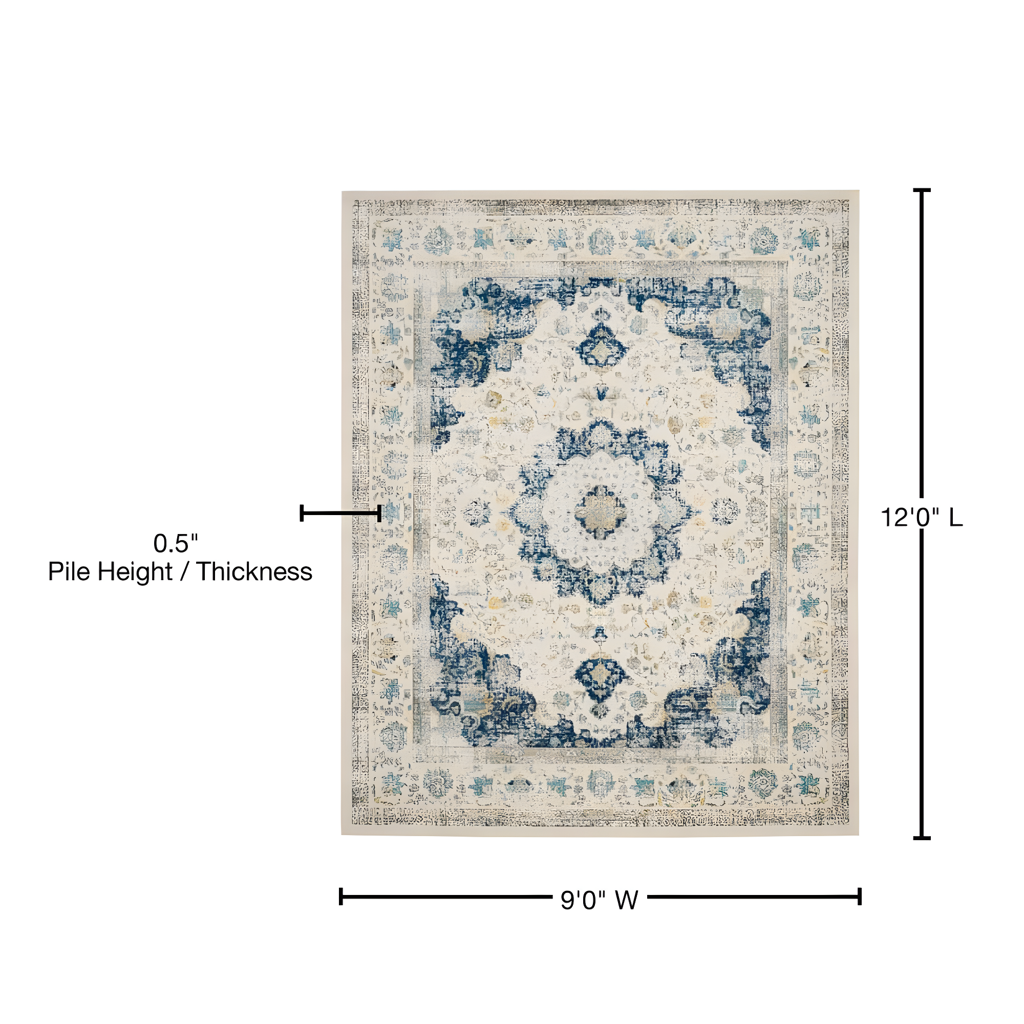 Evoke EVK220 Power Loomed Area Rug - Ivory/Blue - 8'9"x11'9" - Safavieh.