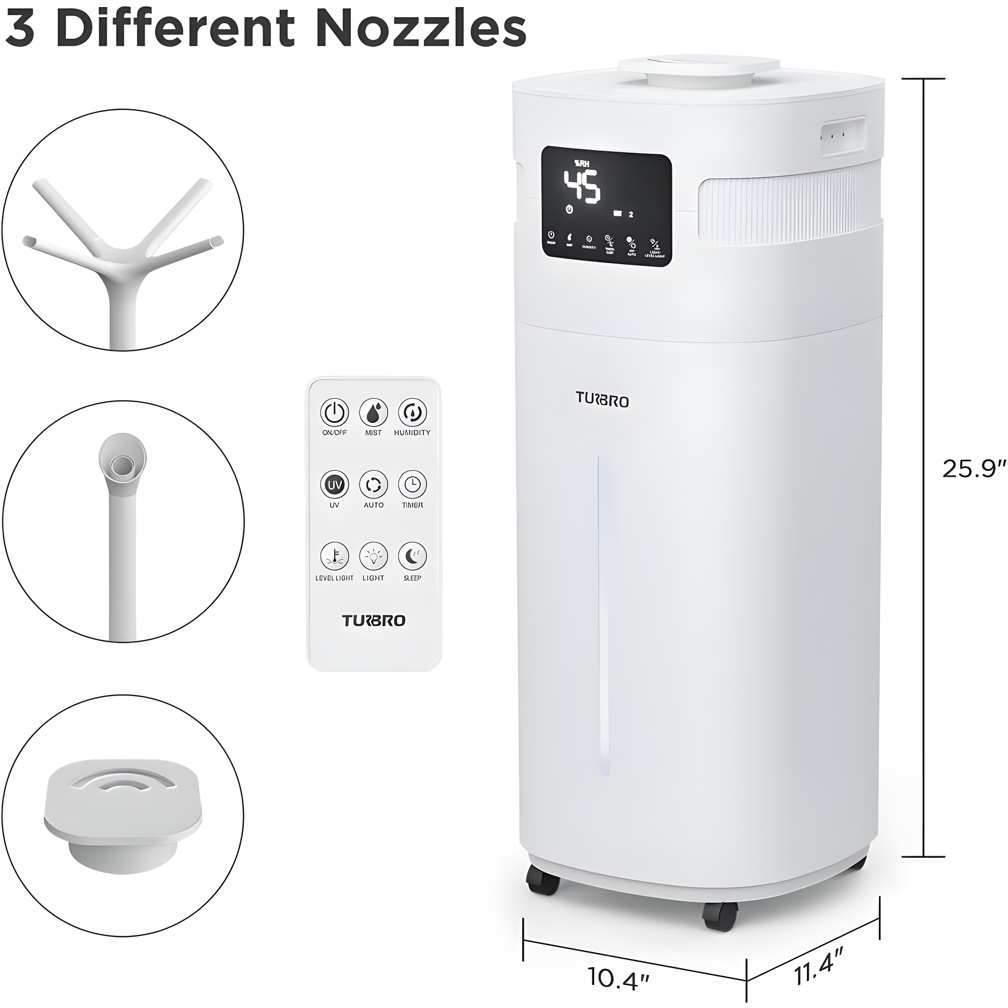 TURBRO Commercial Humidifier, WiFi-Enabled, 5.3Gal/20L Ultrasonic Air Vaporizer for Large Rooms up to 2000 Sq Ft