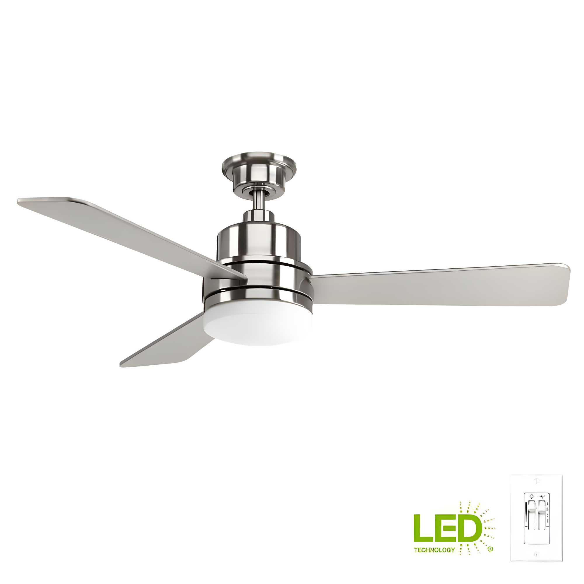 Brushed Nickel 52" LED Ceiling Fan with Reversible Blades