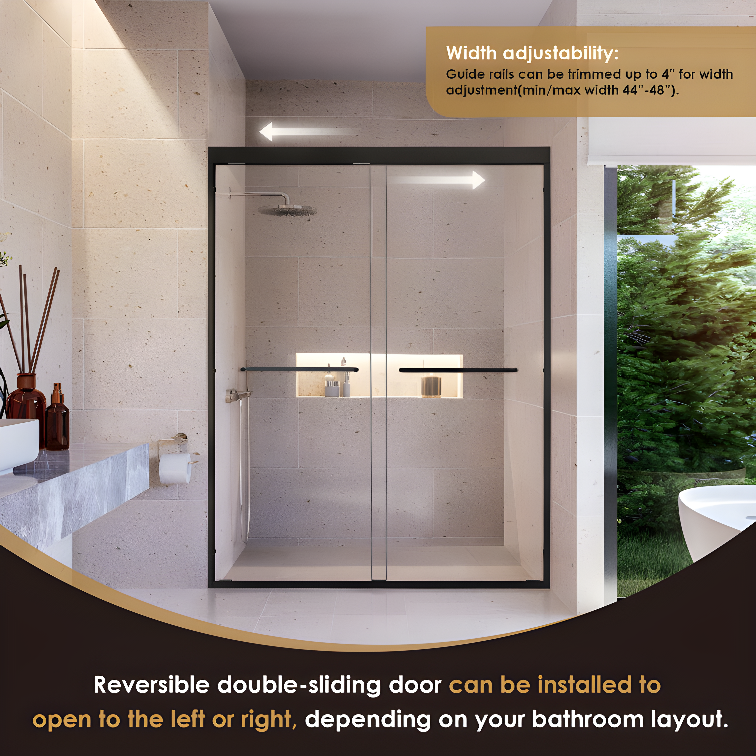 Ennis 60" W x 76" H By Pass Framed Shower Door with Clear Glass