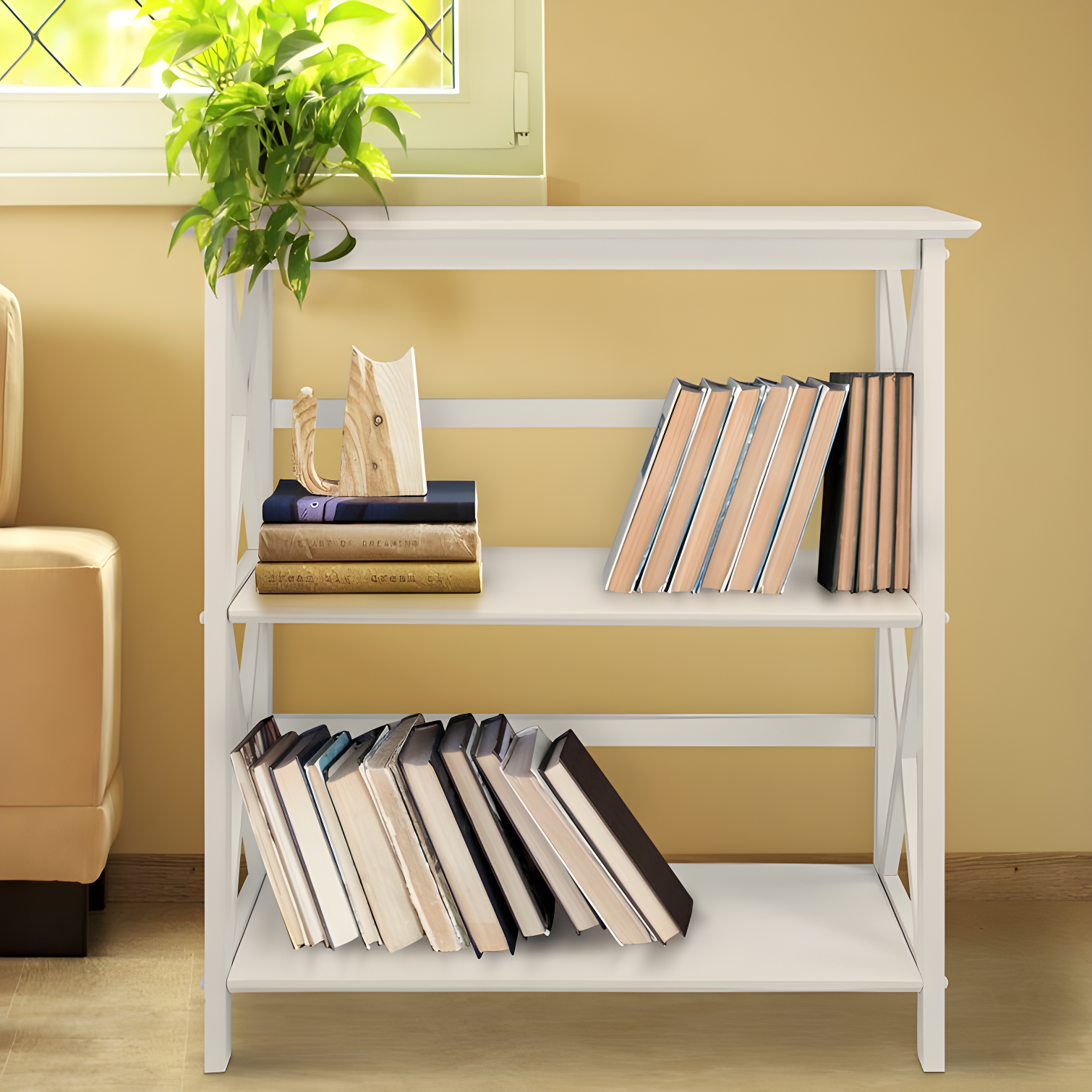 Ebern Designs Solid Wood Etagere Bookcase