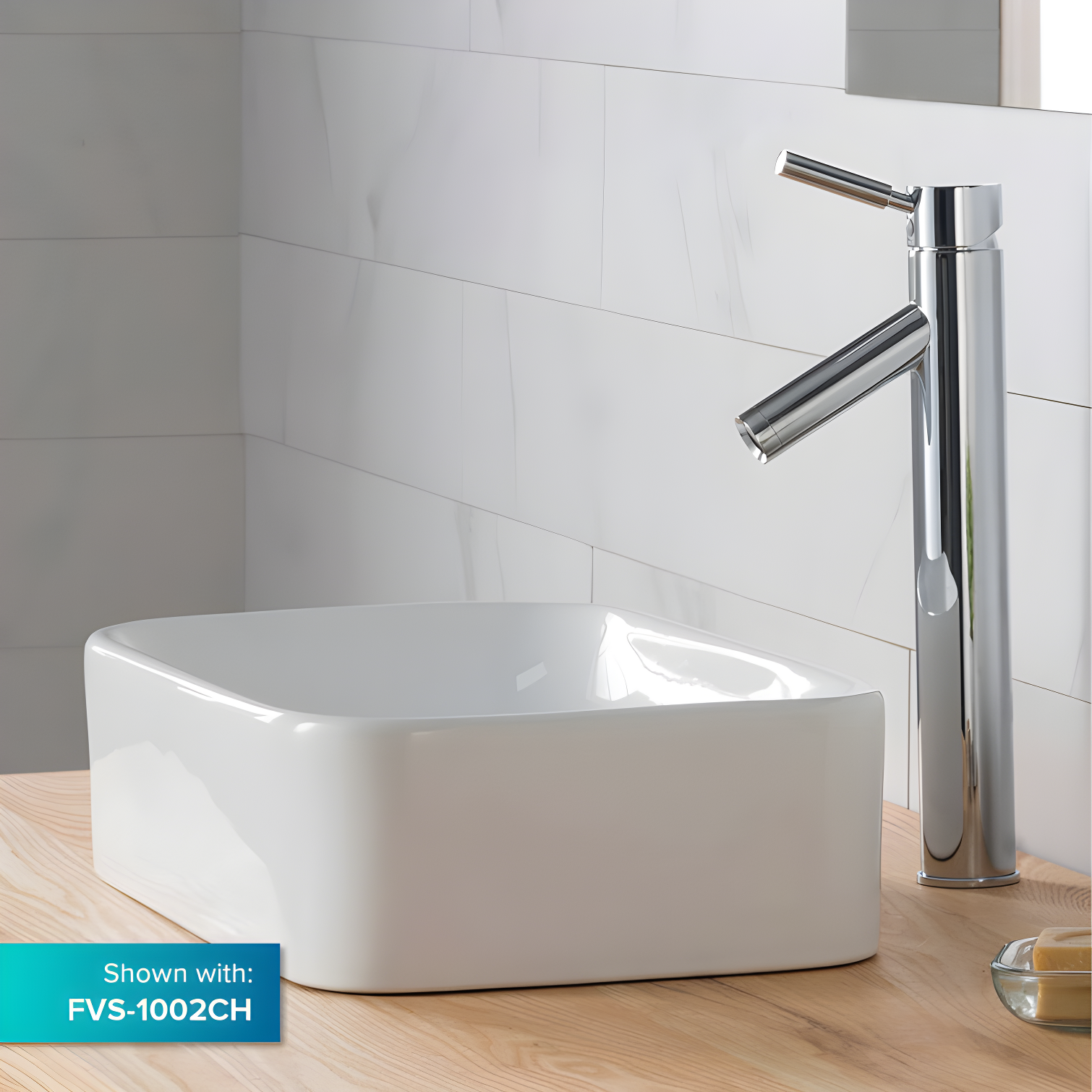 Elavo Ceramic Rectangular Vessel Bathroom Sink