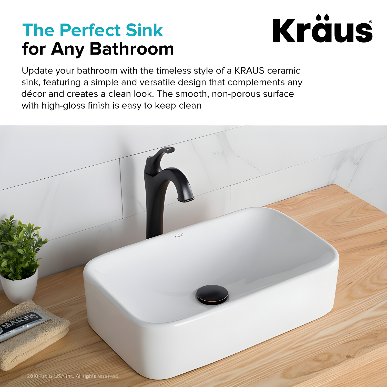 Elavo Ceramic Rectangular Vessel Bathroom Sink