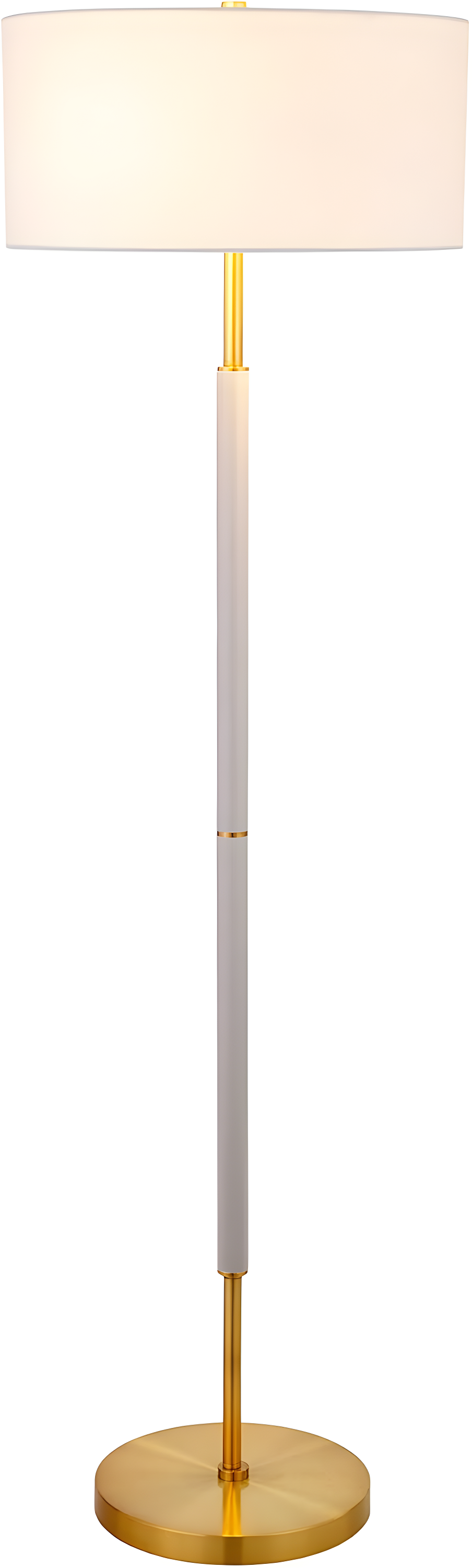 Evelyn&Zoe Simone 2-Light Floor Lamp with Fabric Shade, Cool Gray/Brass/White