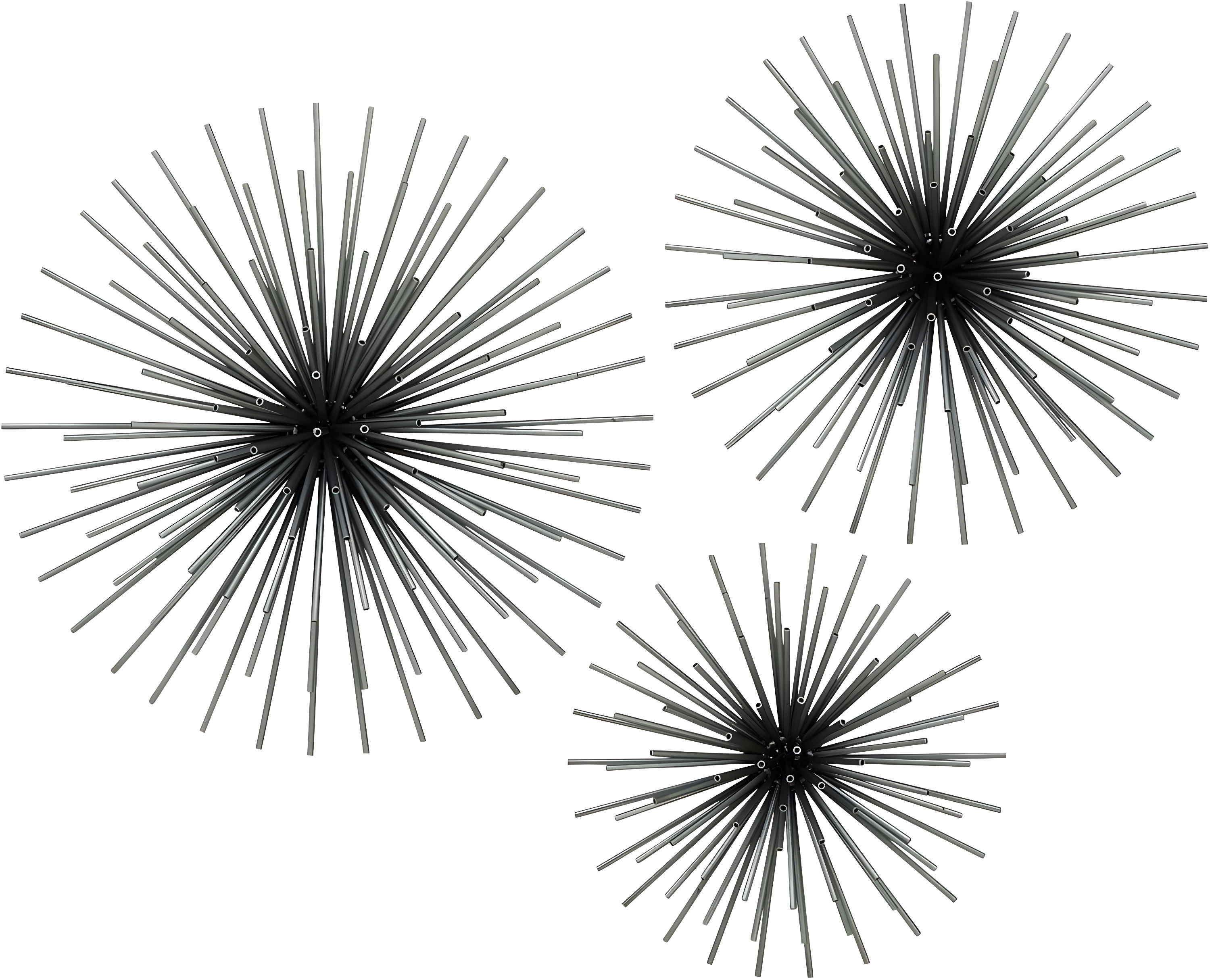 Set of 3 Metal Starburst 3D Wall Decors Black - Olivia & May: Contemporary Iron Artwork, Vertical Display