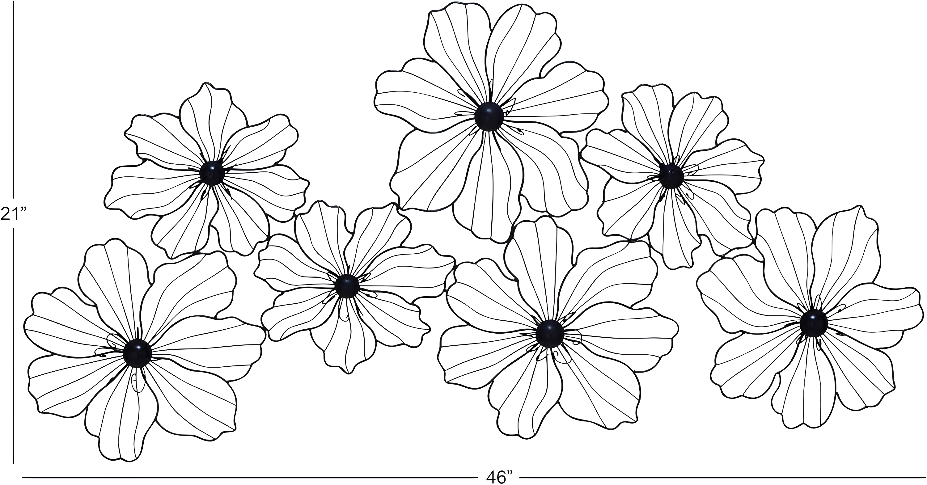 CosmoLiving by Cosmopolitan Black Metal Wire Floral Wall Decor