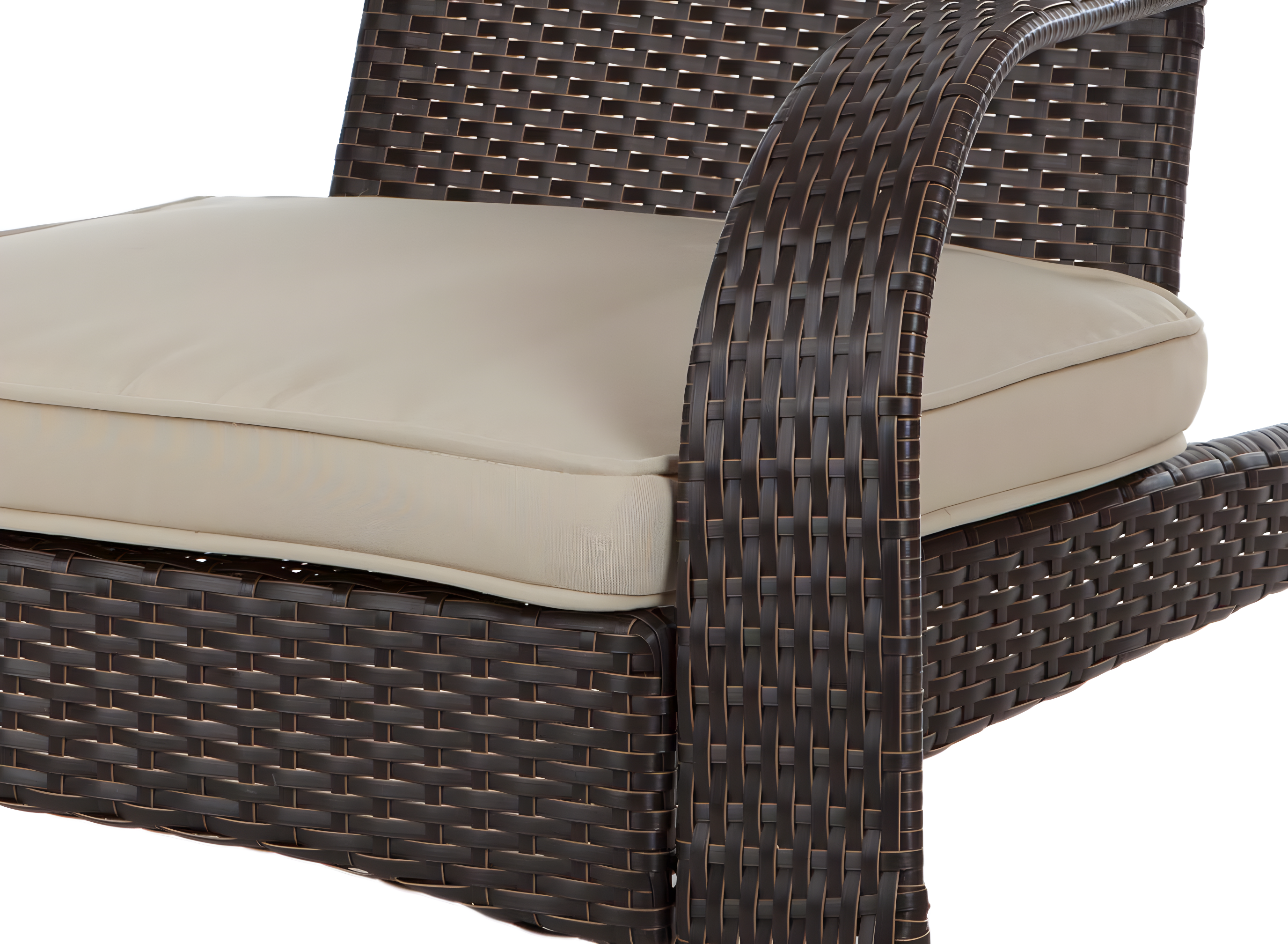PatioSense Patio Sense Coconino Wicker Lounge Chair, Adirondack Style Includes 3" Thick Beige Cushion & Lumbar Pillow