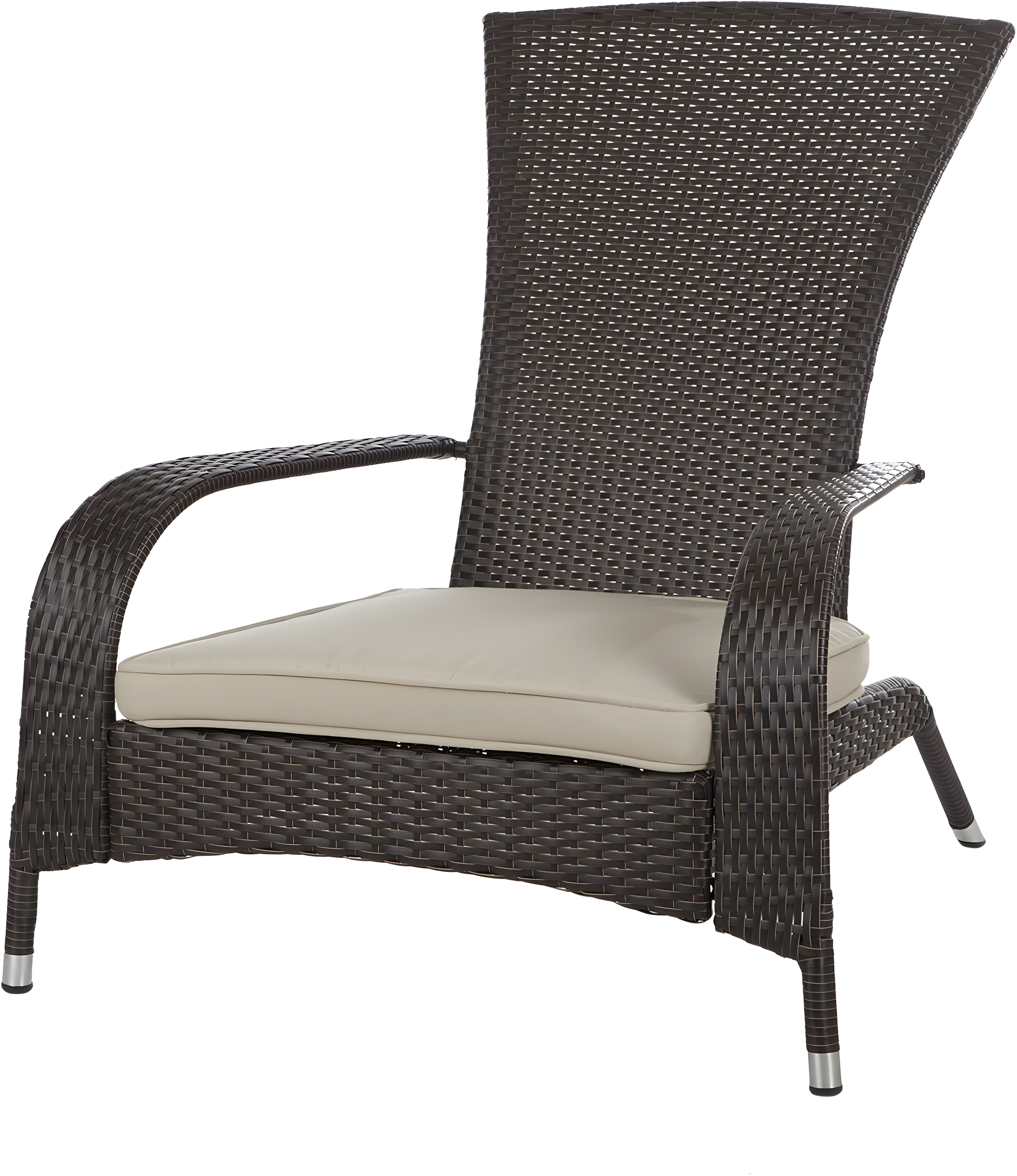 PatioSense Patio Sense Coconino Wicker Lounge Chair, Adirondack Style Includes 3" Thick Beige Cushion & Lumbar Pillow