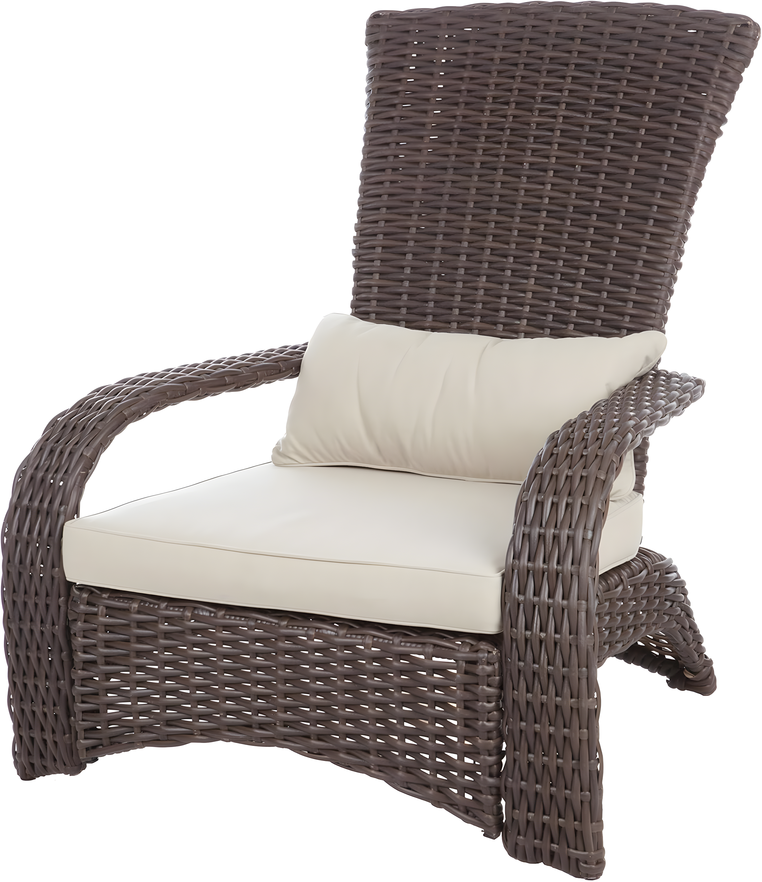 PatioSense Patio Sense Coconino Wicker Lounge Chair, Adirondack Style Includes 3" Thick Beige Cushion & Lumbar Pillow