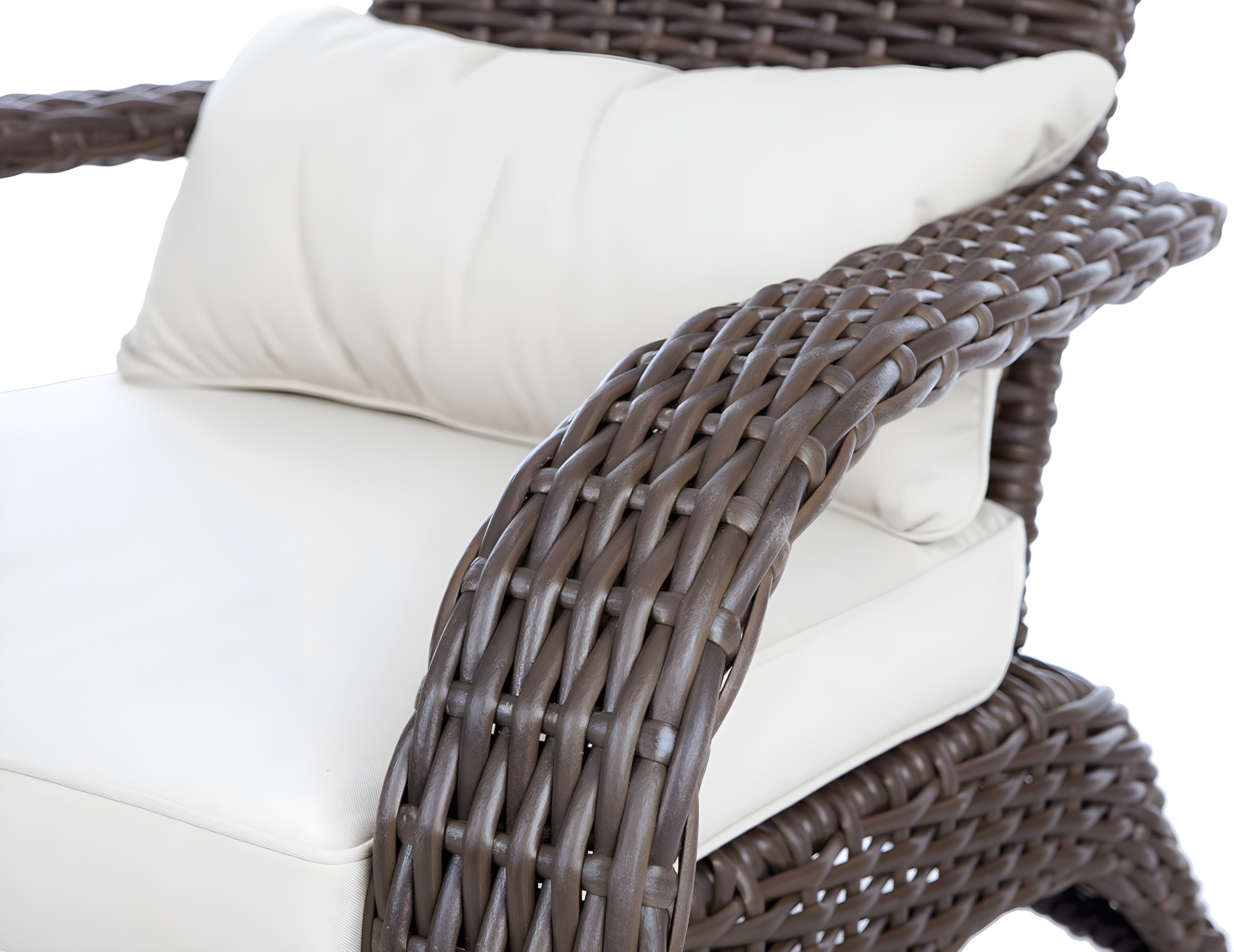 PatioSense Patio Sense Coconino Wicker Lounge Chair, Adirondack Style Includes 3" Thick Beige Cushion & Lumbar Pillow