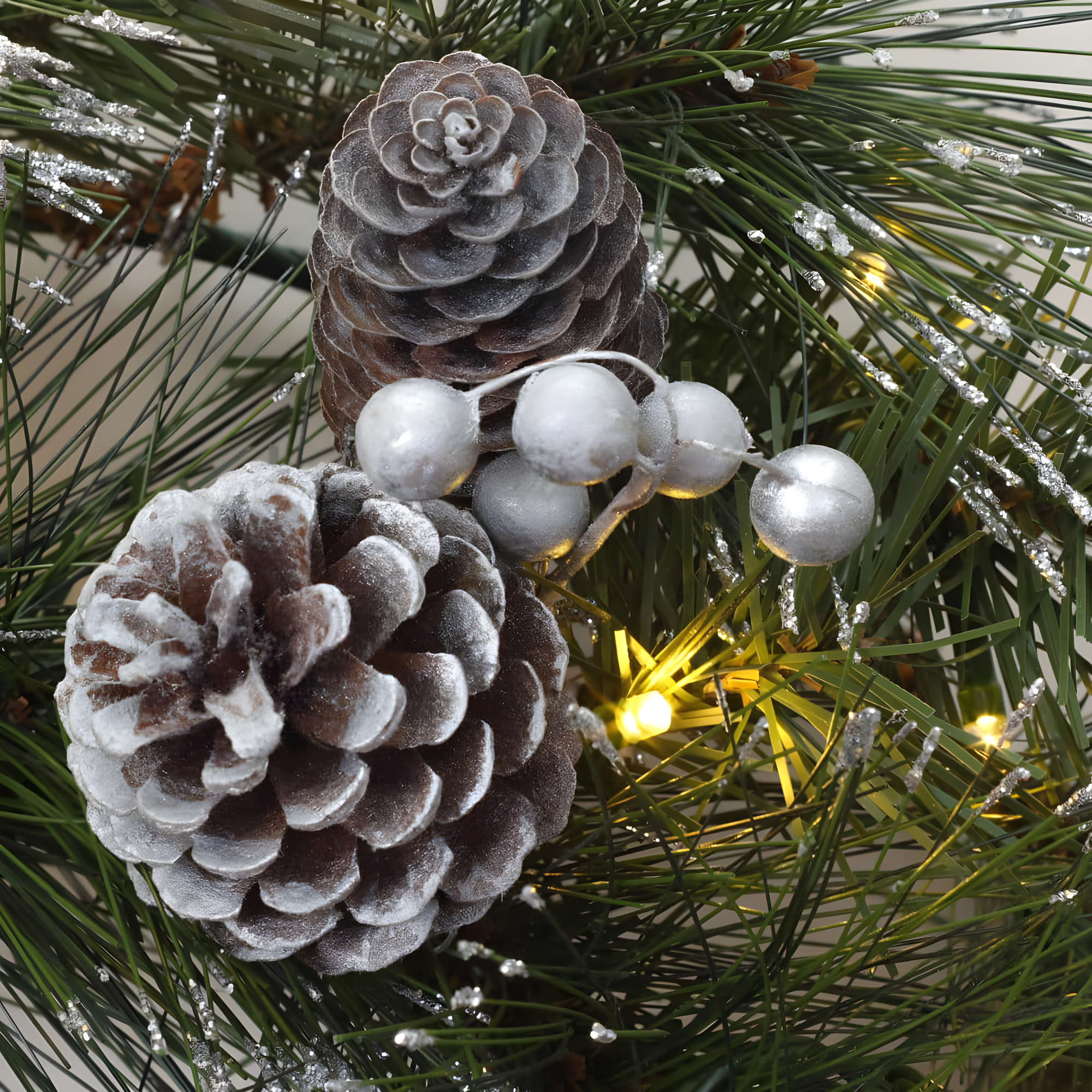 24" Prelit LED Whitter Pine Wreath Warm White Lights - National Tree Company