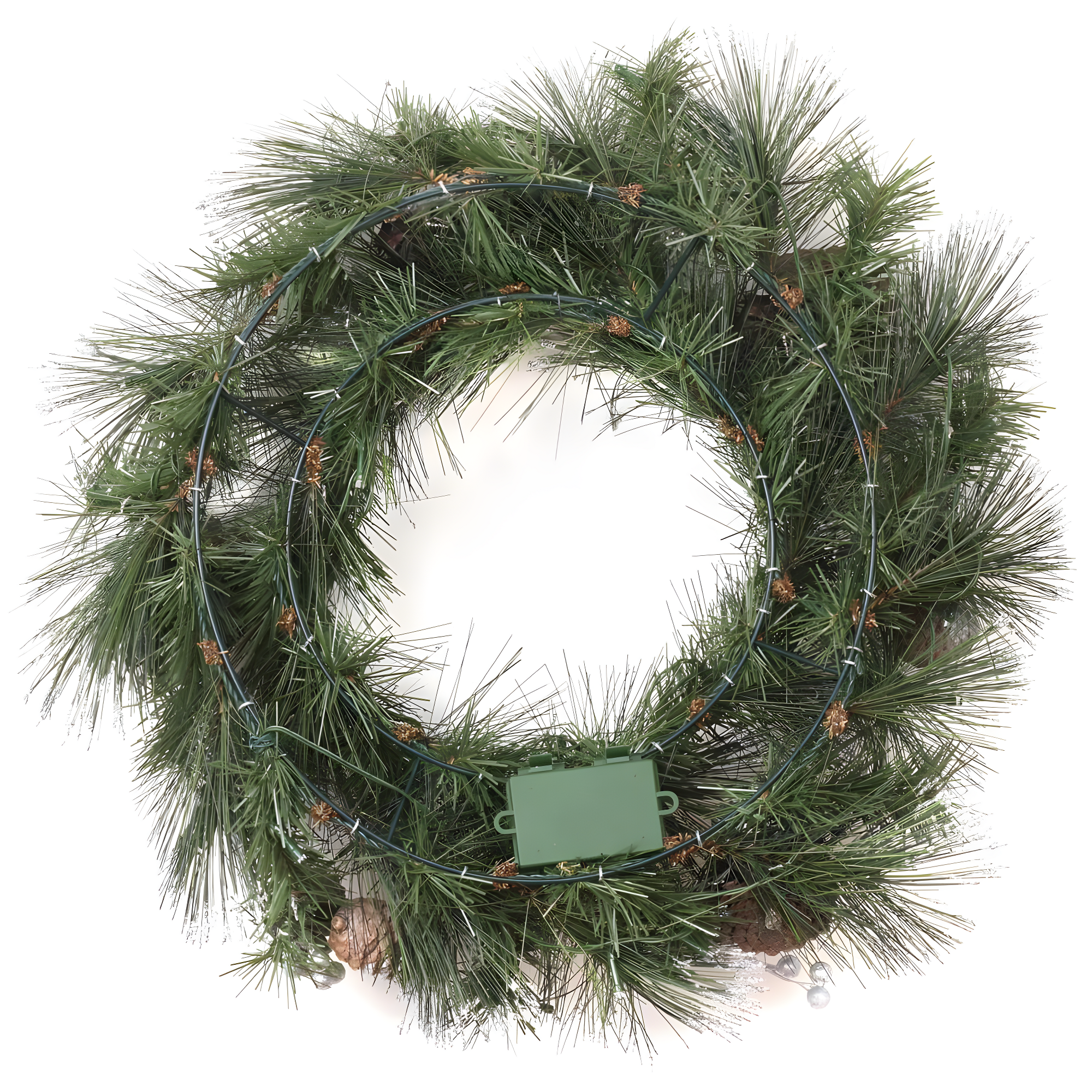 24" Prelit LED Whitter Pine Wreath Warm White Lights - National Tree Company