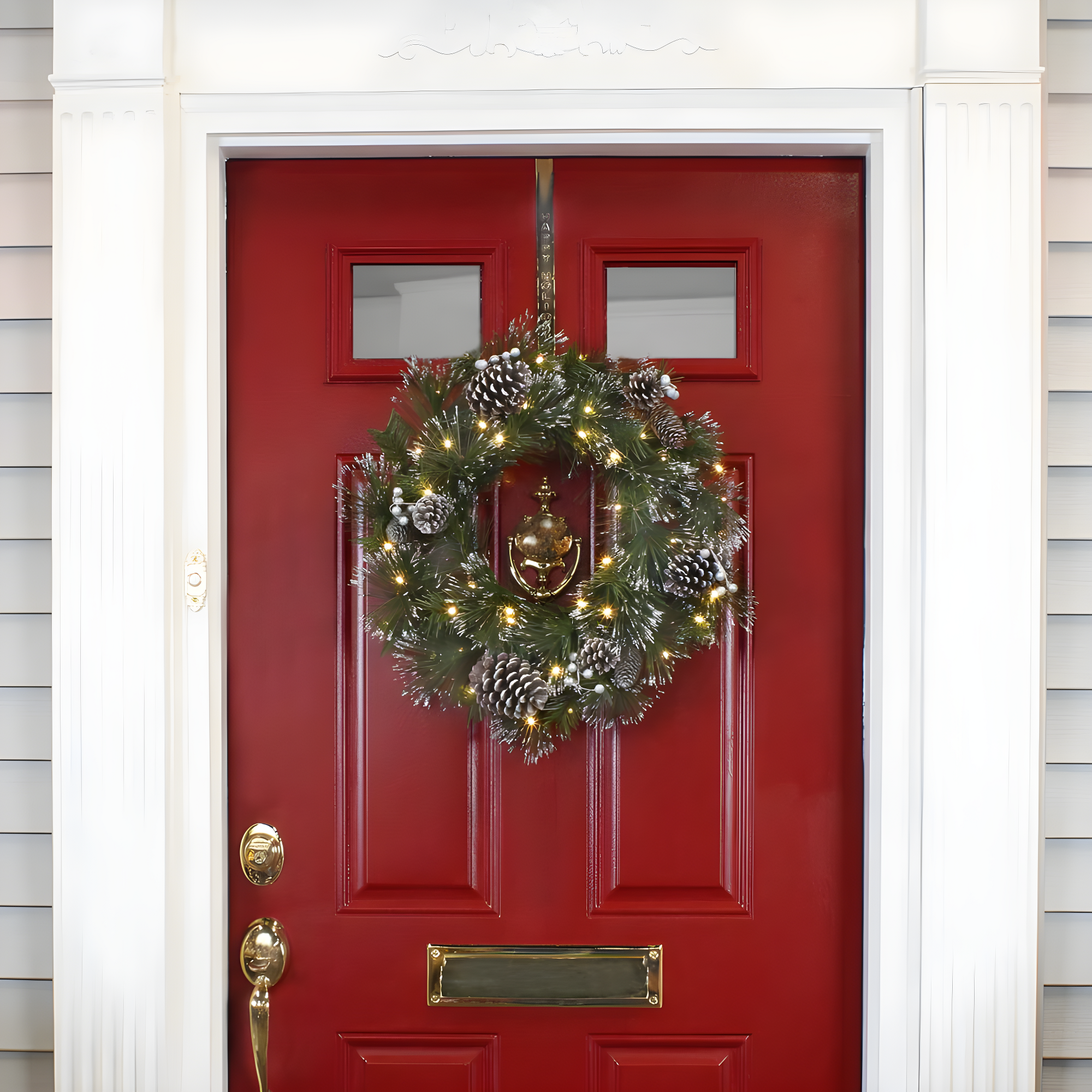 24" Prelit LED Whitter Pine Wreath Warm White Lights - National Tree Company