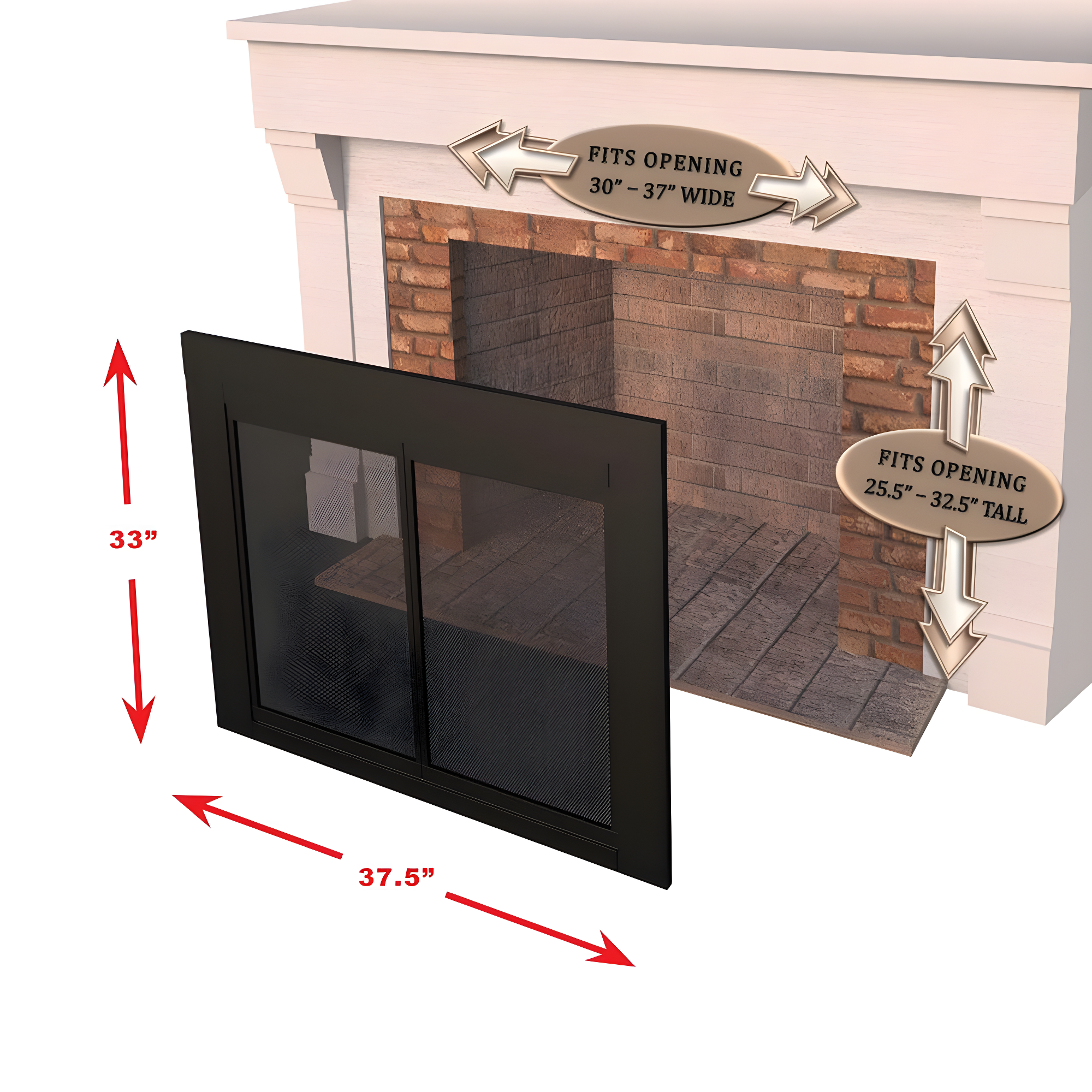 Pleasant Hearth Alpine Collection Fireplace Glass Door, Skyline Nickel - Medium
