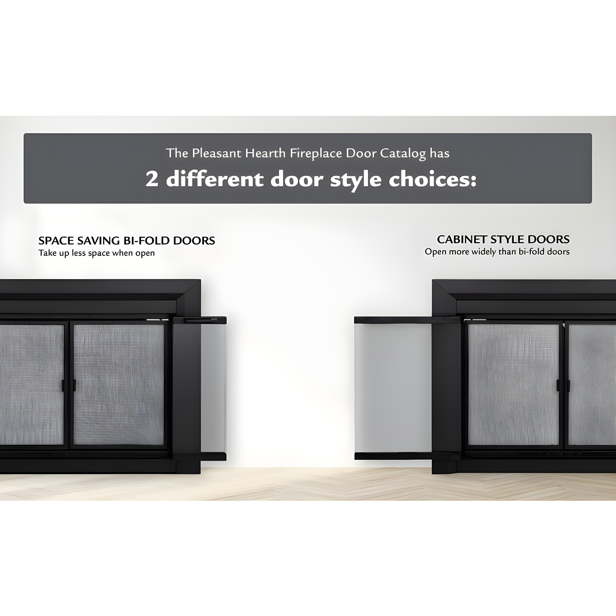 Pleasant Hearth Alpine Collection Fireplace Glass Door, Skyline Nickel - Medium