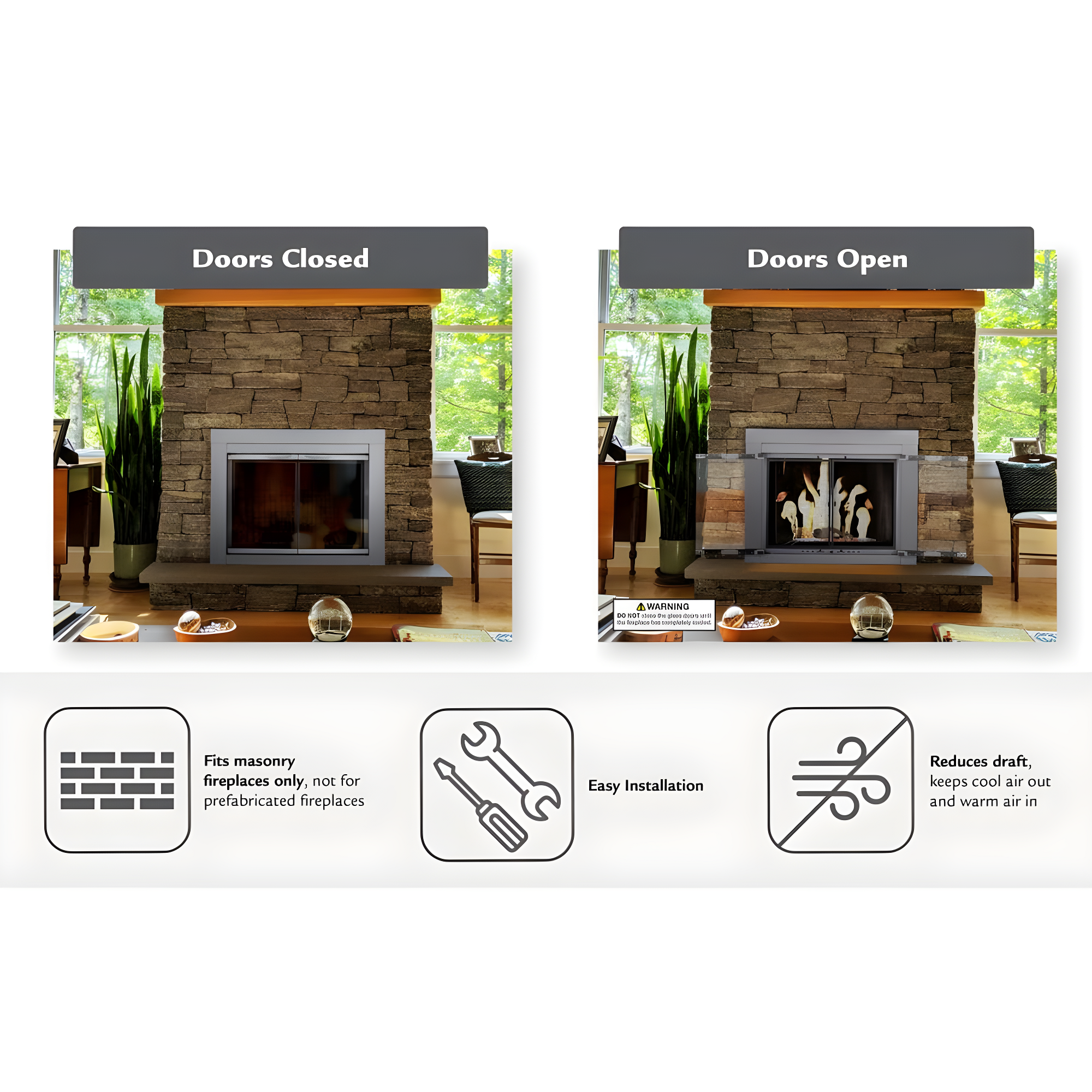 Pleasant Hearth Alpine Collection Fireplace Glass Door, Skyline Nickel - Medium