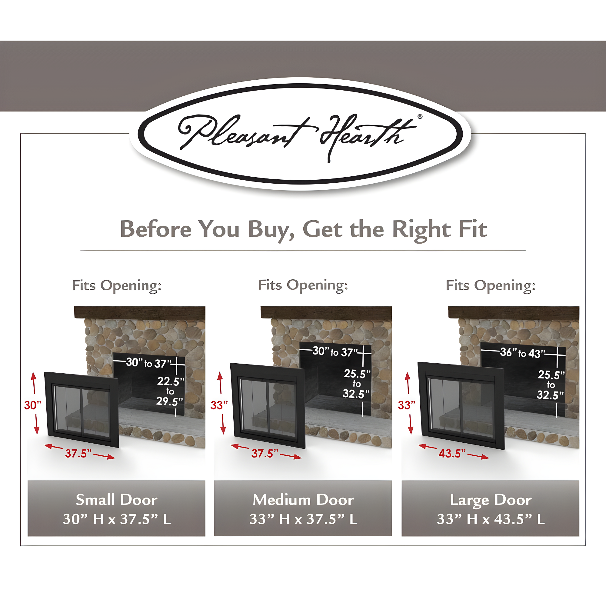 Pleasant Hearth Alpine Collection Fireplace Glass Door, Skyline Nickel - Medium