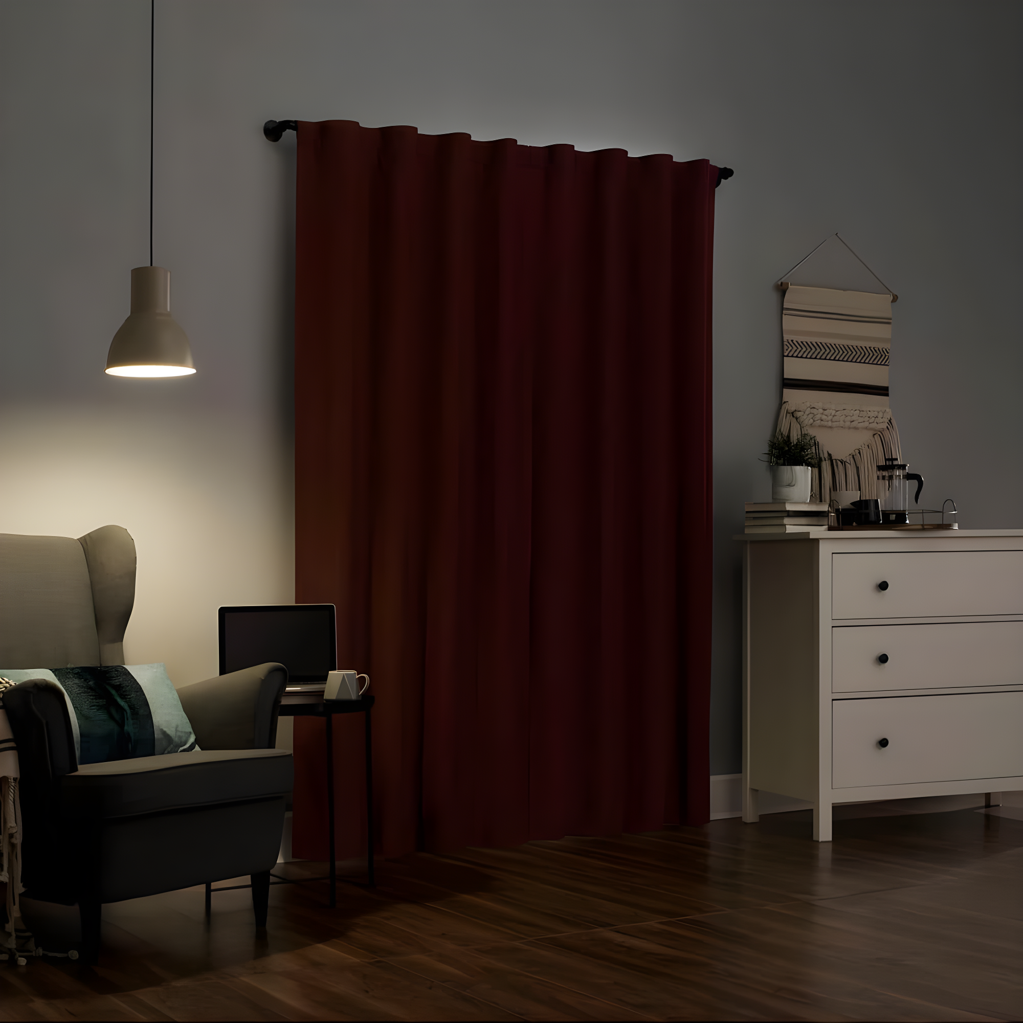 40"x84" Sun Zero 100% Blackout Cyrus Thermal Back Tab Curtain Panel Red: Modern Solid Polyester Indoor Drapery