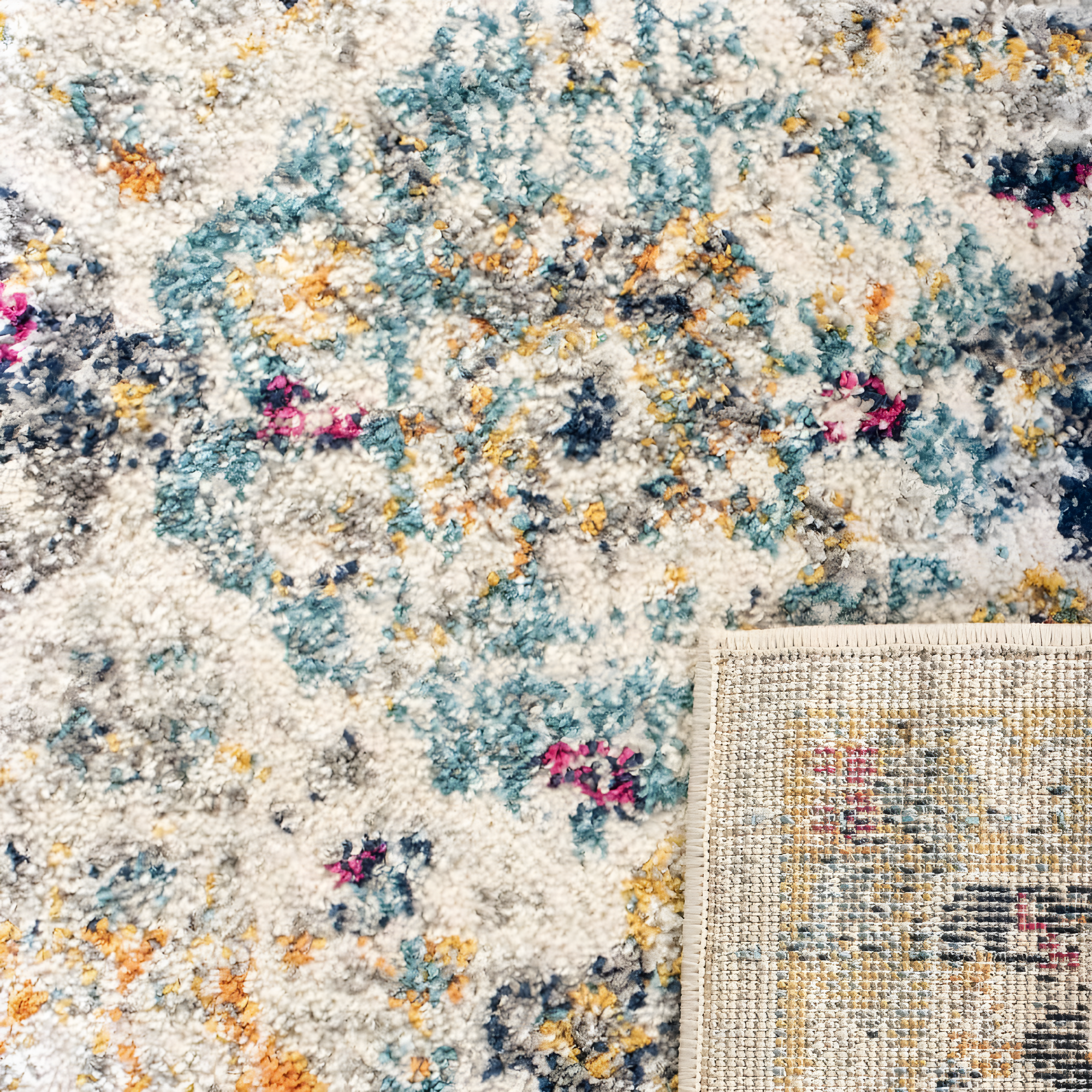Madison MAD611 Power Loomed Indoor Area Rug - Cream/Multi - 4'x4' - Safavieh